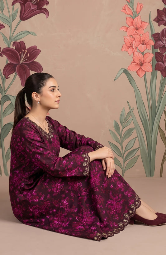 Kashf by Amna Khadija Embroidered Staple Stitched 2 Piece Suit - D-6334 - TF26KF - Pink - Fancy Collection