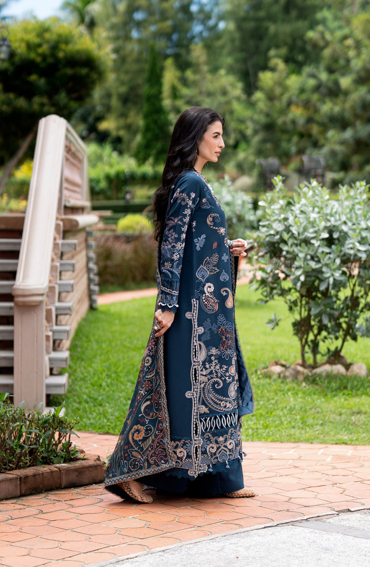 Florent Serenity Embroidered Karandi Unstitched 3 Piece Suit - 02 Arya - FL26SNT - Teal - Winter Collection