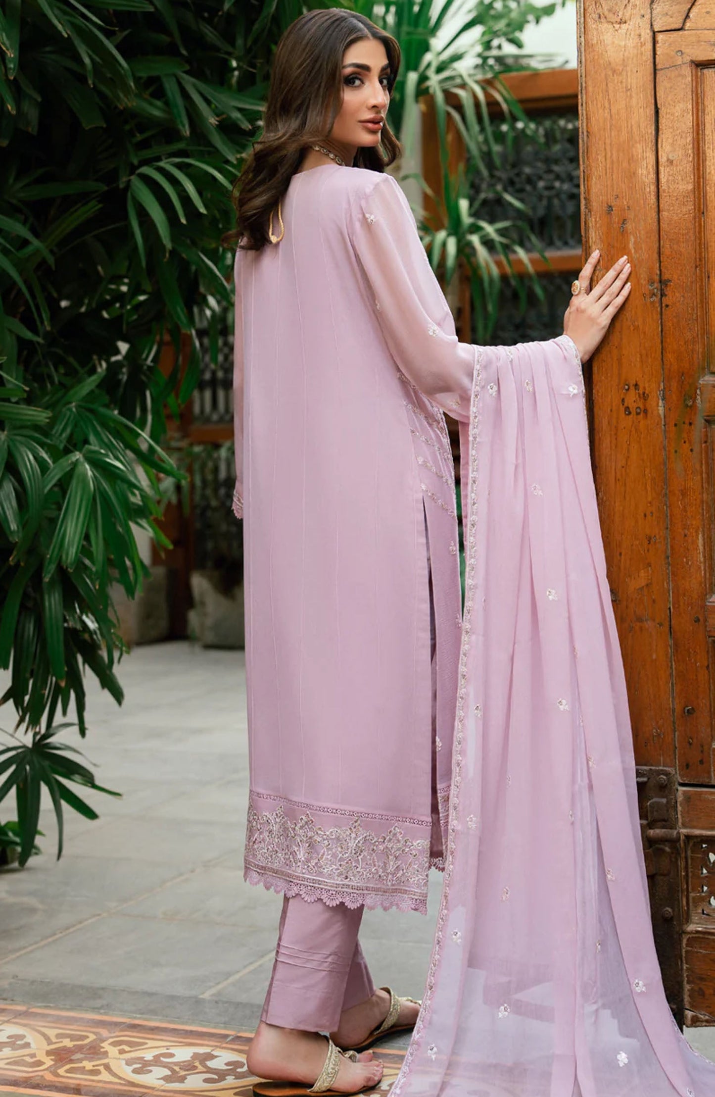 Morbagh by Shamooz Embroidered Chiffon Stitched 3 Piece Suit - Sem-0832 - SMZ25MFC - Pink - Festive Collection