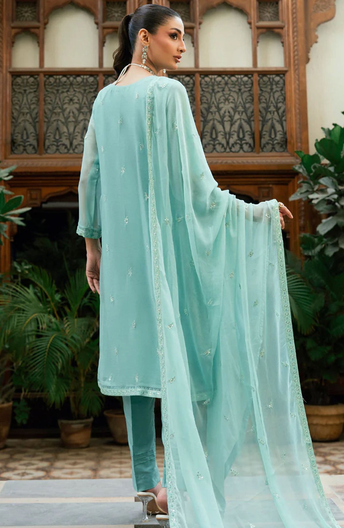 Morbagh by Shamooz Embroidered Chiffon Stitched 3 Piece Suit - Sem-0838 - SMZ25MFC - Green - Festive Collection