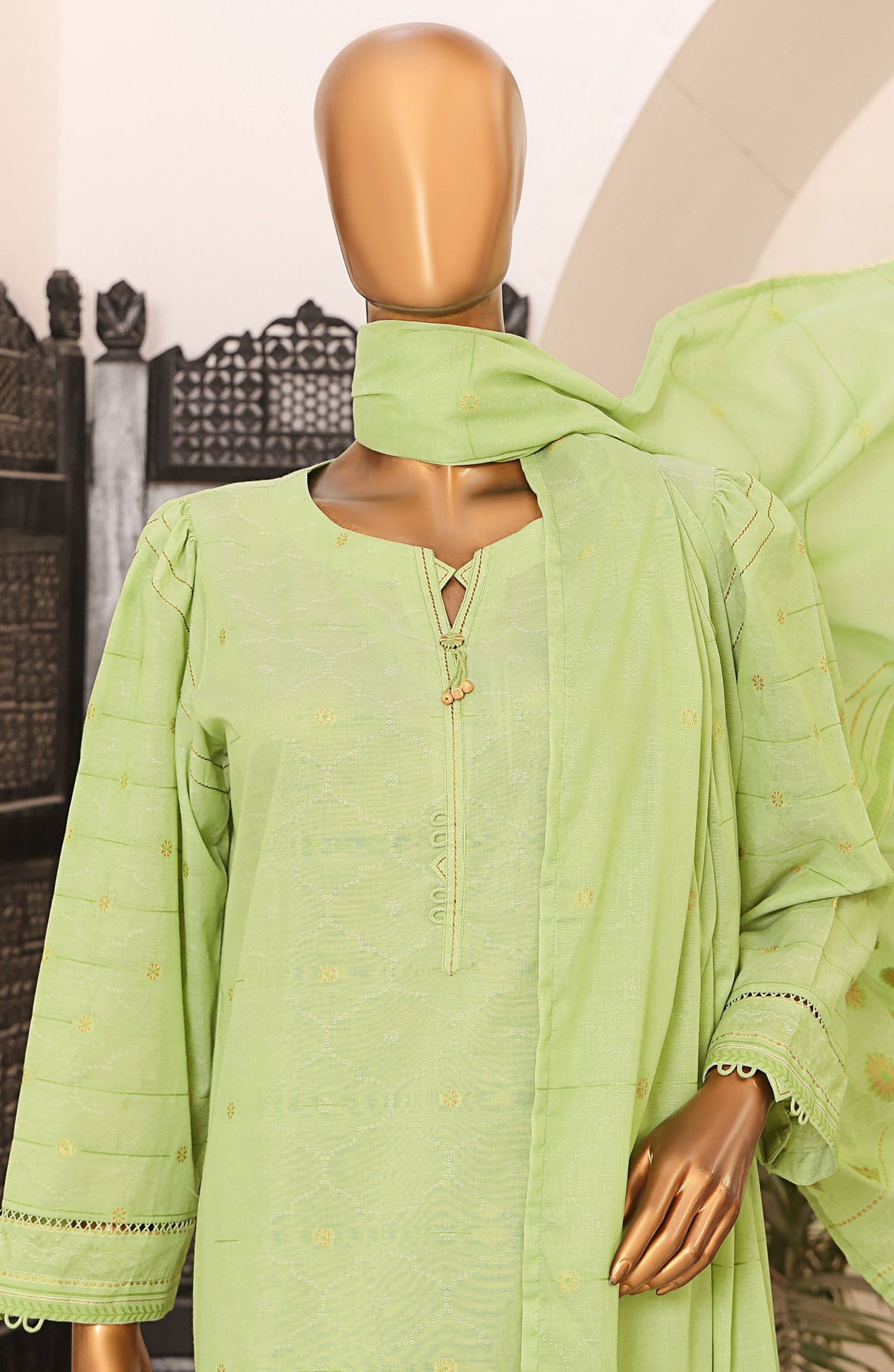 Valencia by HZ Textile Printed Jacquard Unstitched 3 Piece Suit - VJ-02 - HZ25VJ - Green - Summer Collection