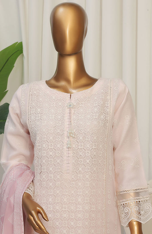 Falsafaa by HZ Textile Embroidered Organza Stitched 3 Piece Suit - HZK-179 Powder Pink - HZ25FHZKV6 - Pink - Festive Collection