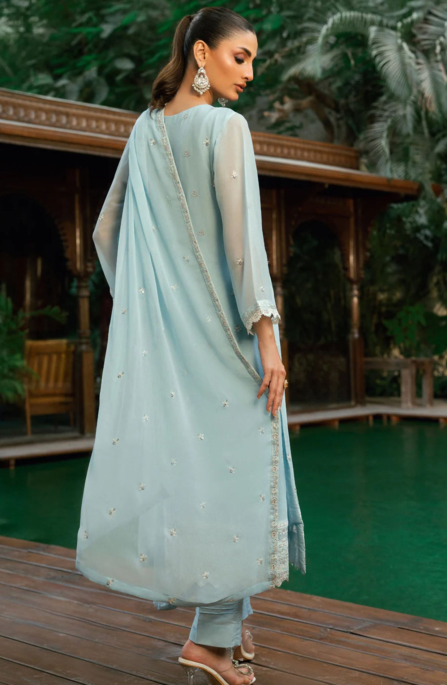 Morbagh by Shamooz Embroidered Chiffon Stitched 3 Piece Suit - Sem-0840 - SMZ25MFC - Blue - Festive Collection