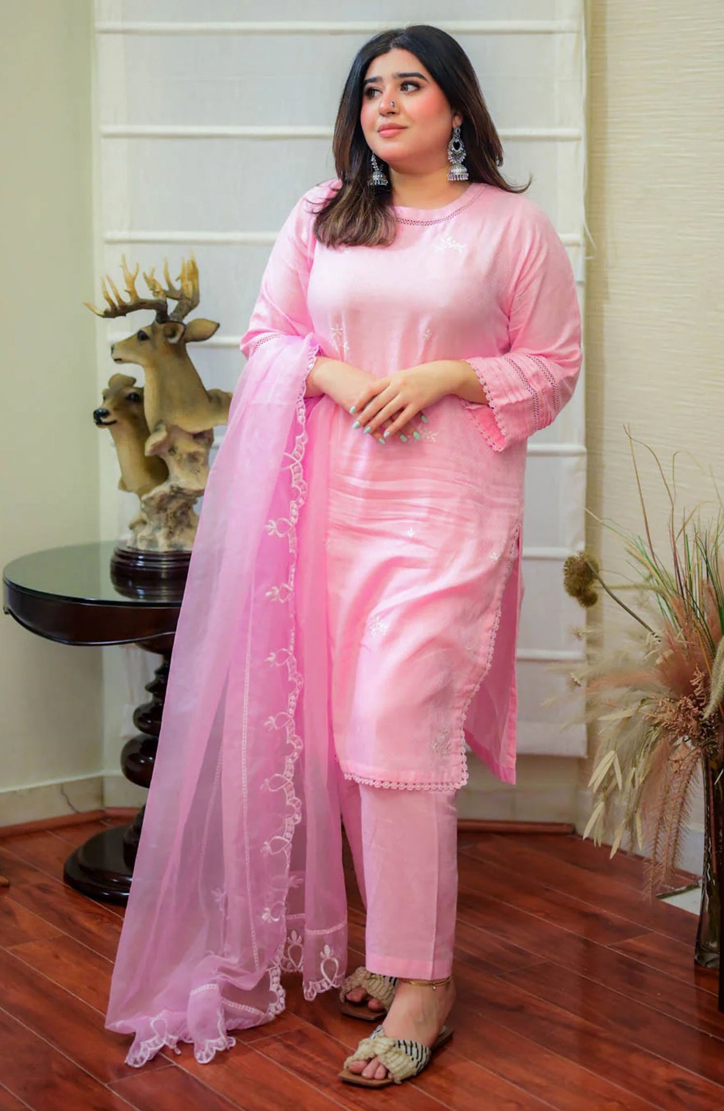 TNG Embroidered Self Jacquard Stitched 3 Piece Suit - AR-001809 Sabahat - TNG25EC - Pink - Festive Collection
