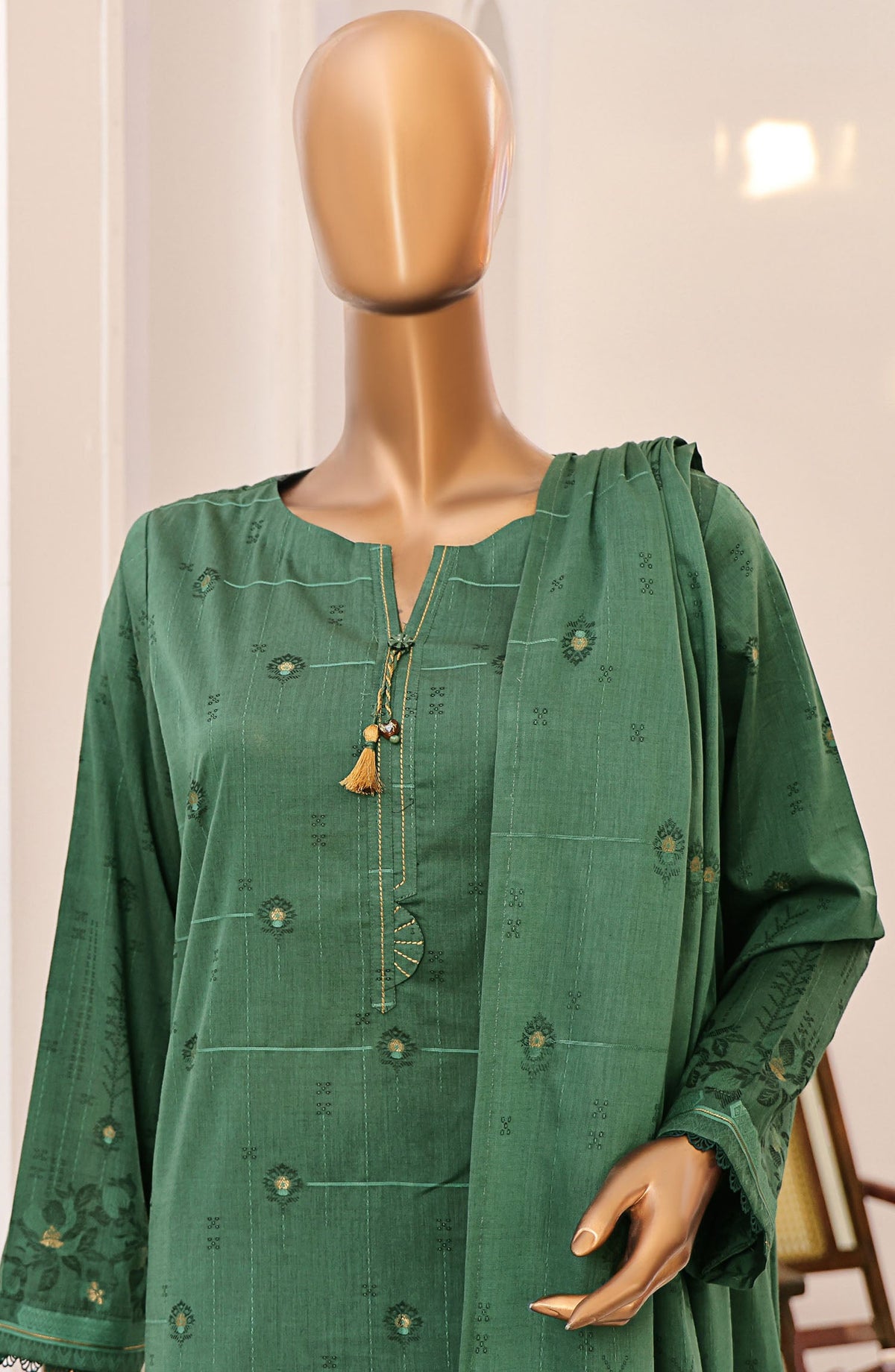 Valencia by HZ Textile Printed Jacquard Unstitched 3 Piece Suit - VJ-07 - HZ25VJ - Green - Summer Collection