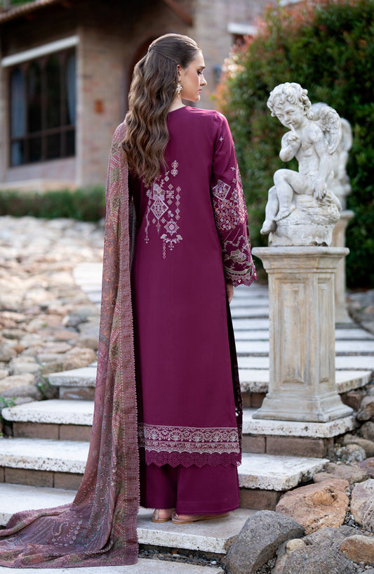 Florent Serenity Embroidered Dobby Unstitched 3 Piece Suit - 10 Rania - FL26SNT - Purple - Winter Collection