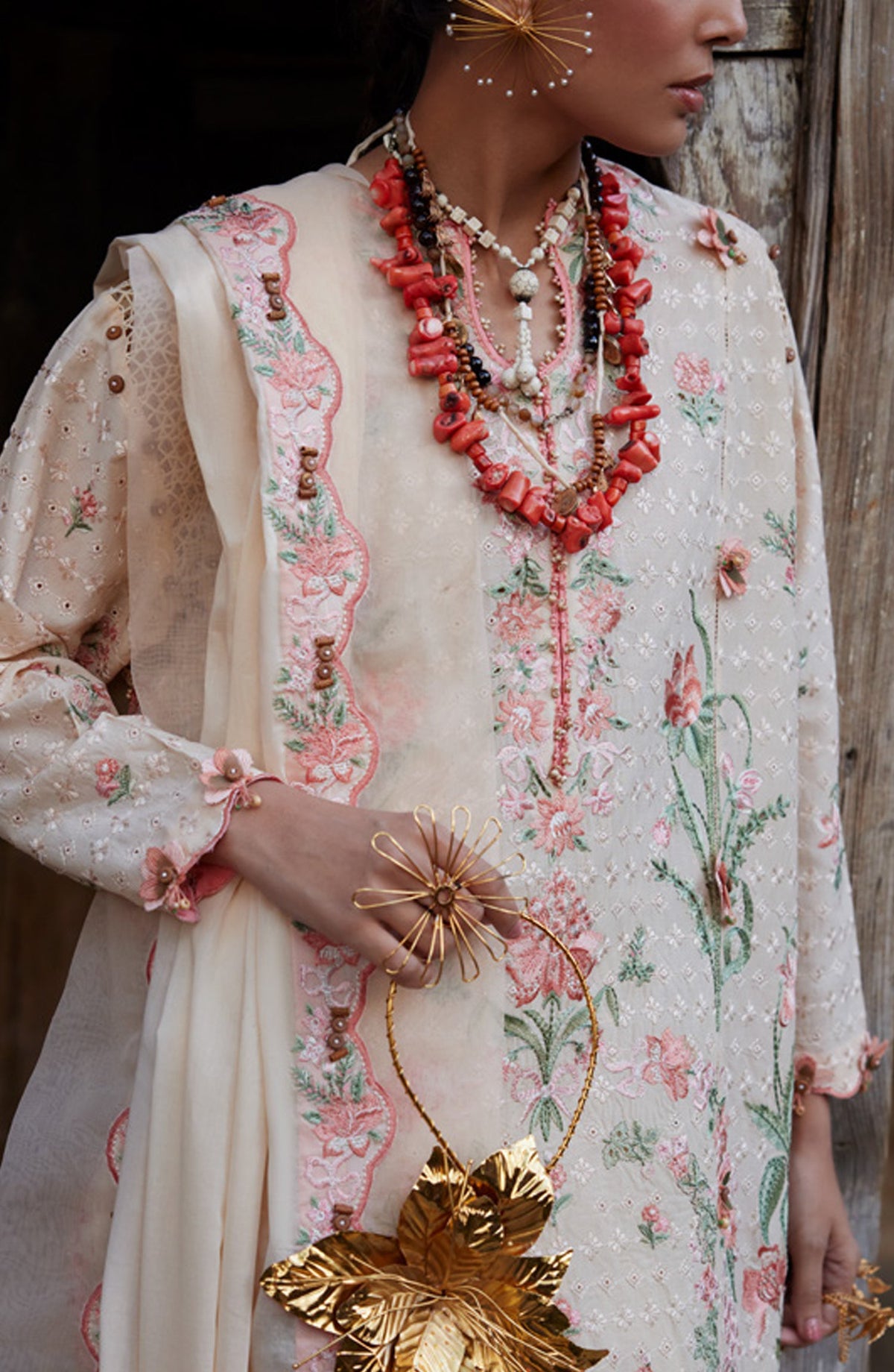 Kashmee by Elan Embroidered Lawn Unstitched 3 Piece Suit - 10A - EL26KSM - Peach - Summer Collection