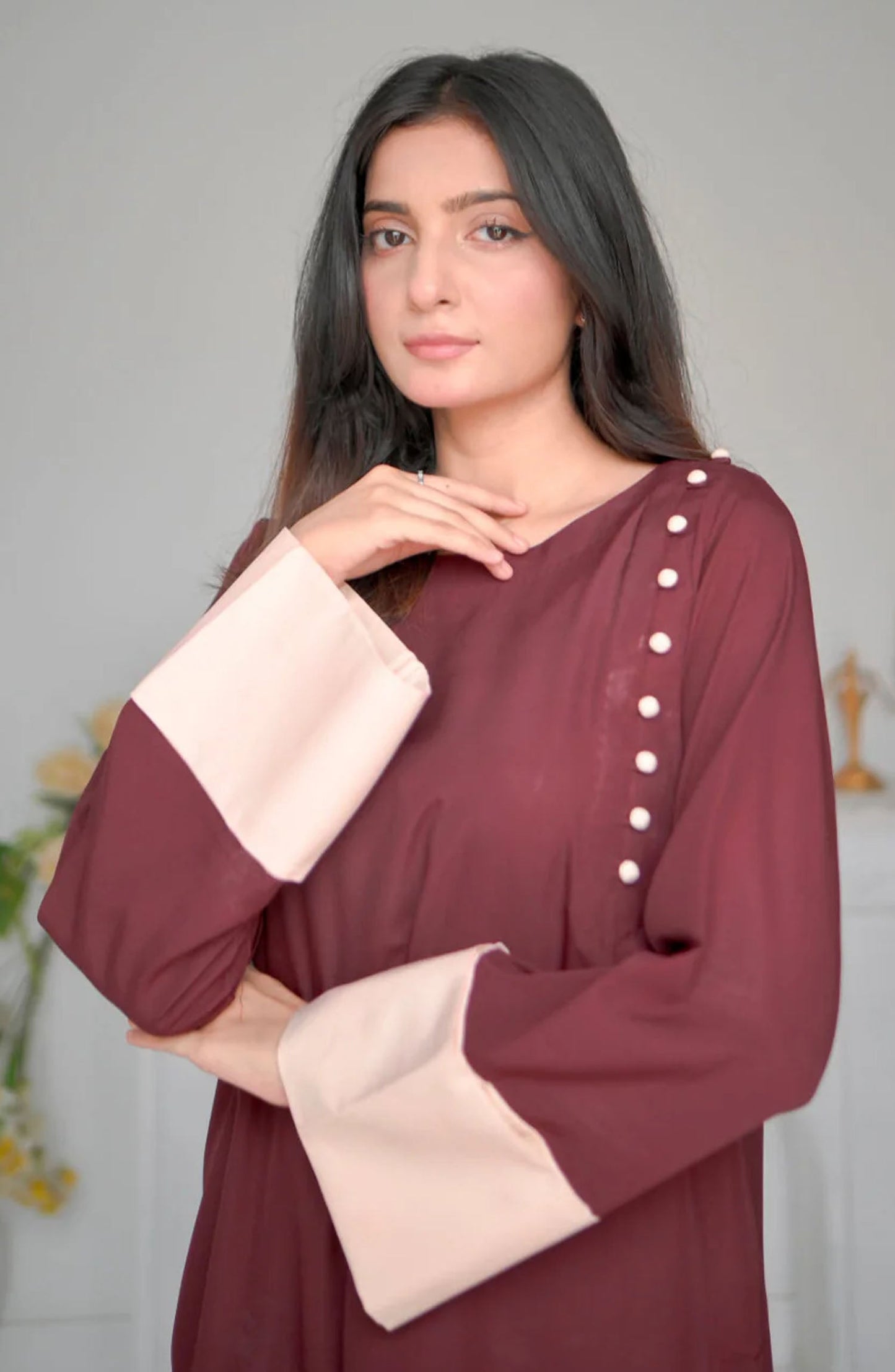 Zauk Casual Georgette 2 Piece Suit - Scarlet - ZK25CC - Maroon - Casual Collection
