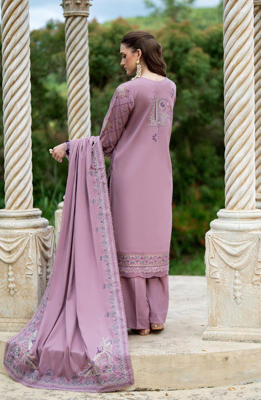 Florent Serenity Embroidered Karandi Unstitched 3 Piece Suit - D-14 - FL26SNT - Purple - Winter Collection