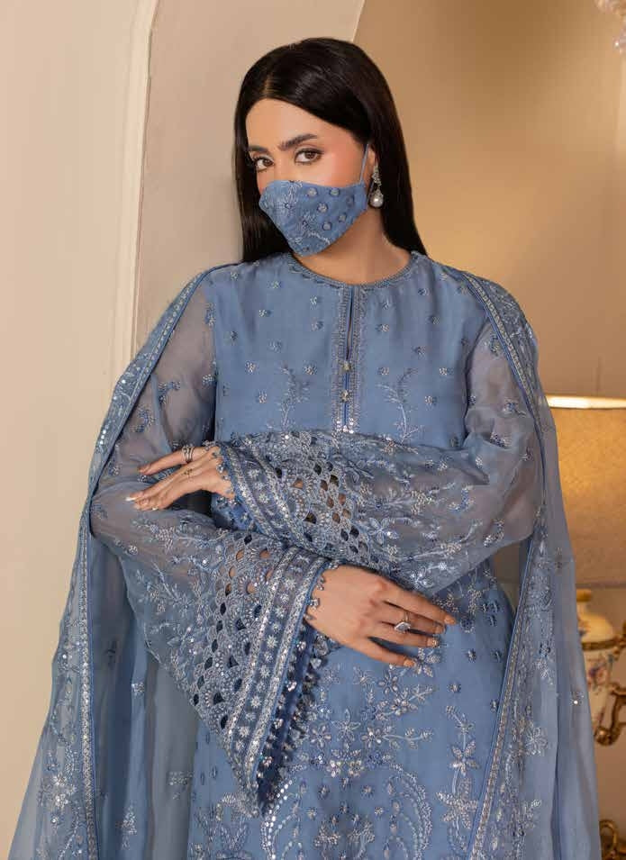 Kuch Khas By Flossie Chandani At Premium Chiffon 3pc Unstitched Suit - KKFCAK - D-03 - Light Purple