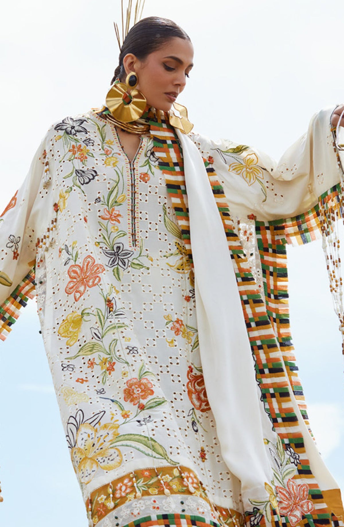Kashmee by Elan Embroidered Lawn Unstitched 3 Piece Suit - 9A - EL26KSM - Cream - Summer Collection