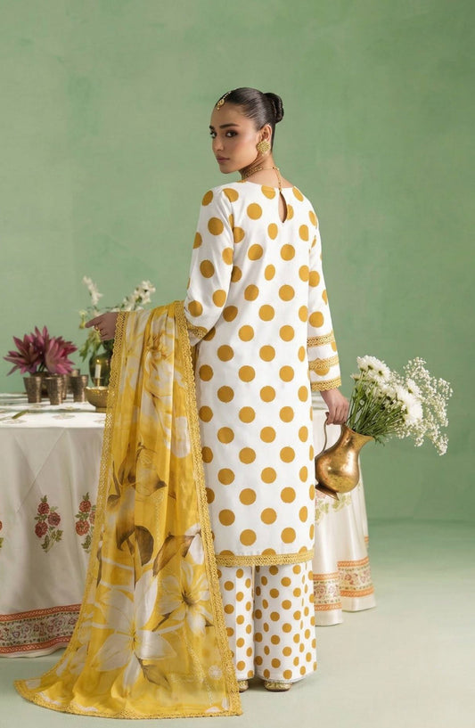 A Dots by Aalaya Printed Lawn Unstitched 3 Piece Suit - D-04 - ALY26DTS - Mustard - Summer Collection