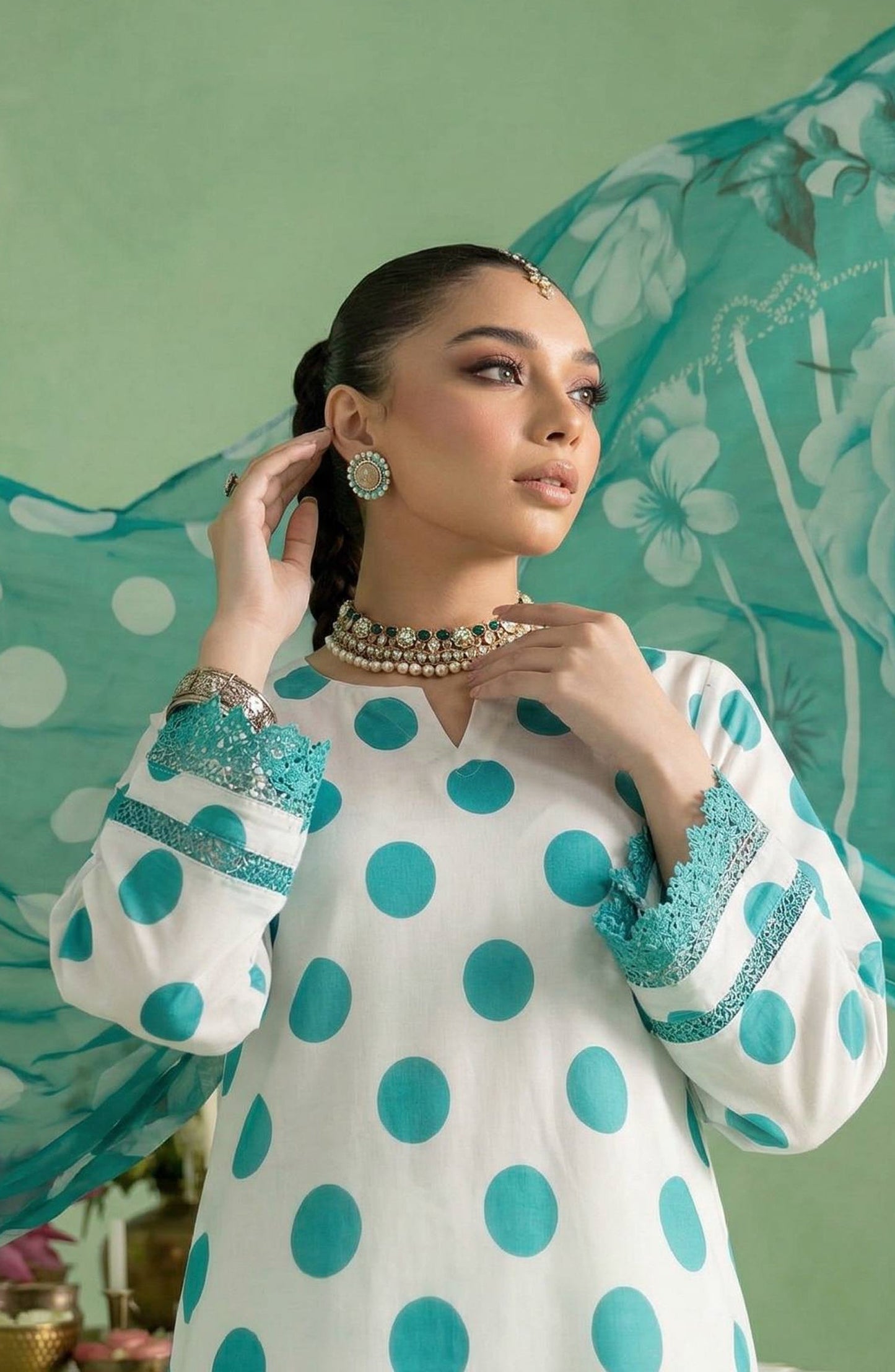 A Dots by Aalaya Printed Lawn Unstitched 3 Piece Suit - D-02 - ALY26DTS - Ferozi - Summer Collection