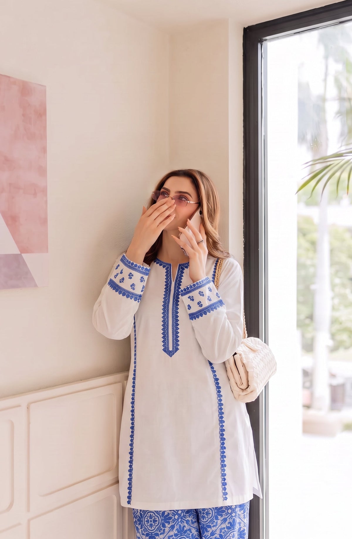 Afsana Basics by Amna Khadija Embroidered Lawn Stitched 2 Piece Co-ord Set - AKAB-03 - AM26FSNA - White - Summer Collection