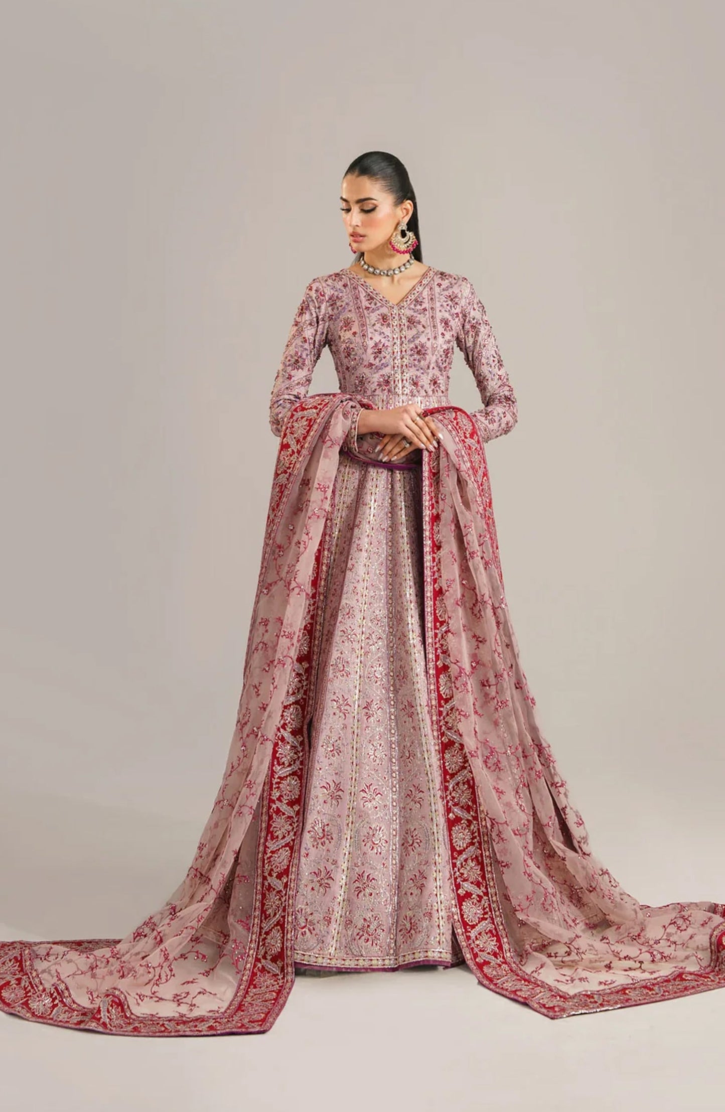 Afsana by Akbar Aslam Embroidered Organza Unstitched 3 Piece Suit - Farida - AKA25AFS - Pink - Festive Collection