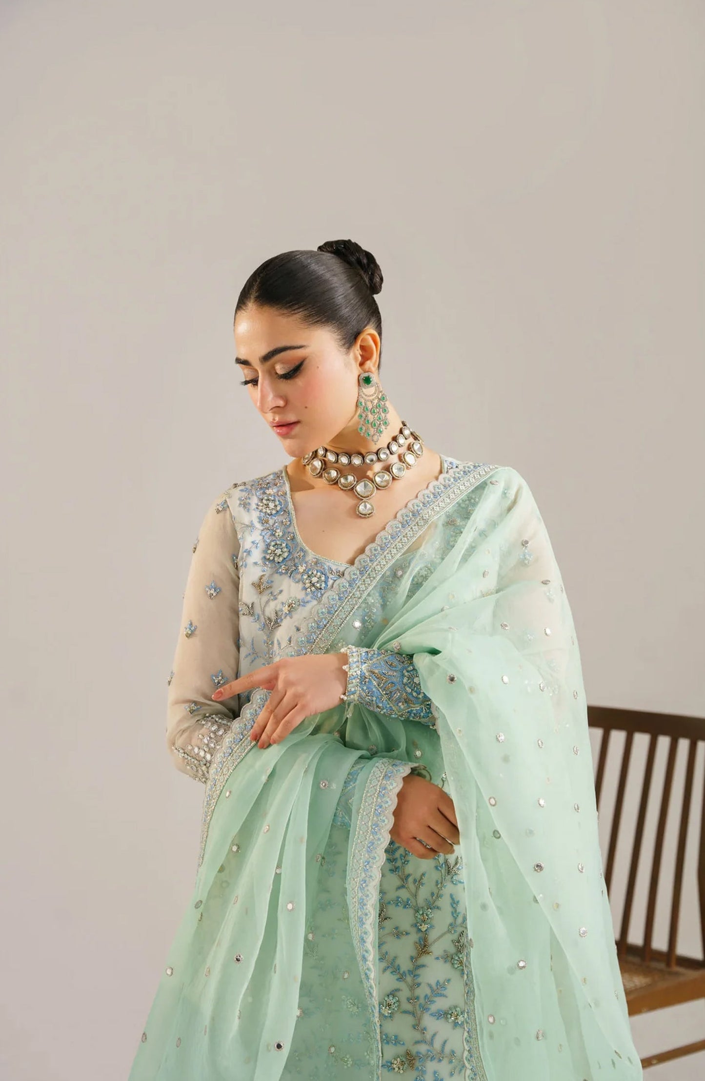 Afsana by Akbar Aslam Embroidered Organza Unstitched 3 Piece Suit - Nimira - AKA25AFS - Blue - Festive Collection