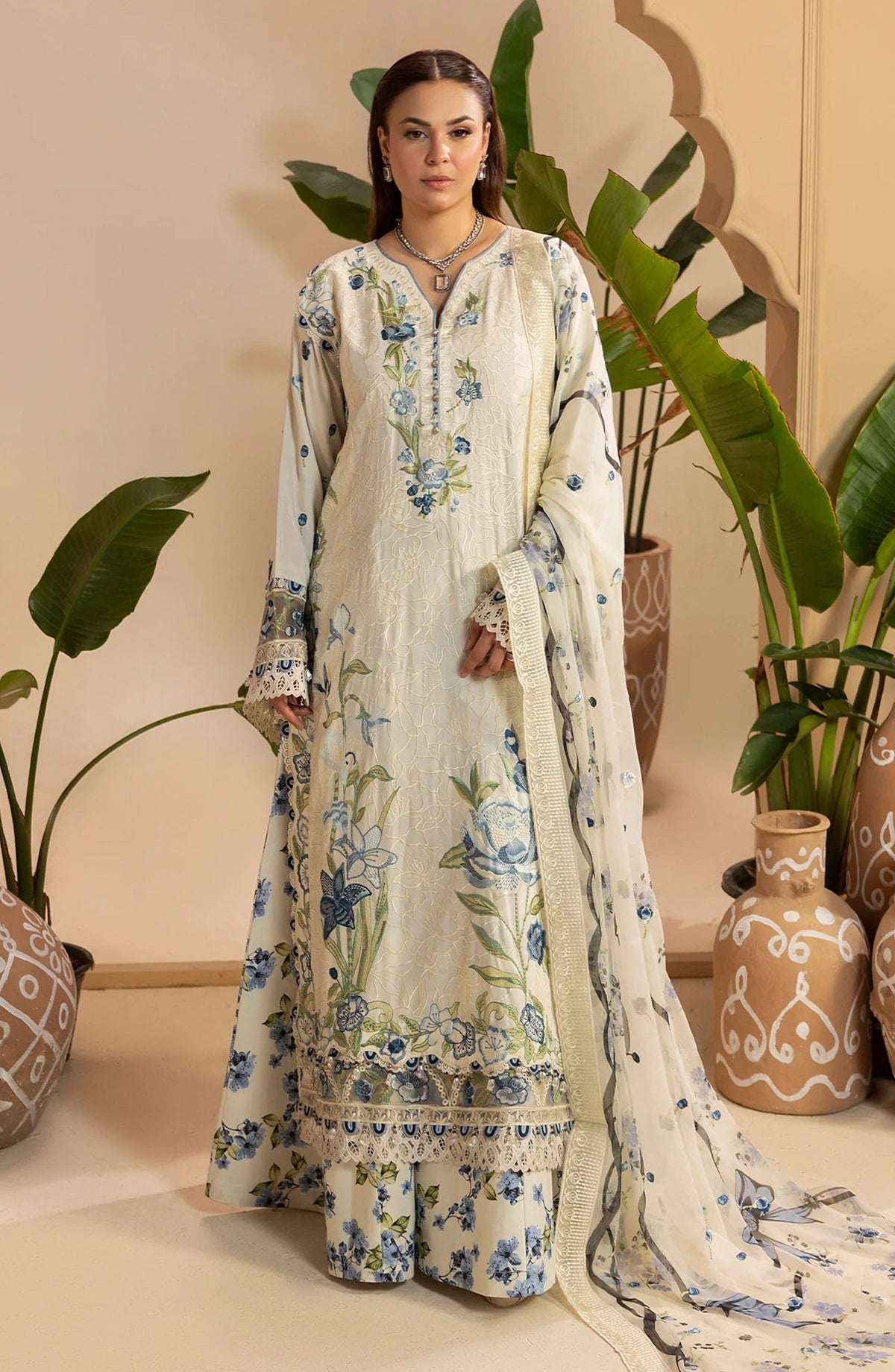 Gulkar Embroidered Viscose Unstitched 3 Piece Suit - GK-02 - AK26GLK - Off White - Winter Collection