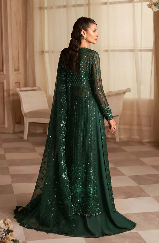 Aleia by Akbar Aslam Luxury Formals Embroidered Organza Unstitched 3 Piece Suit - Emeraude - AKA25ALE - Green - Festive Collection