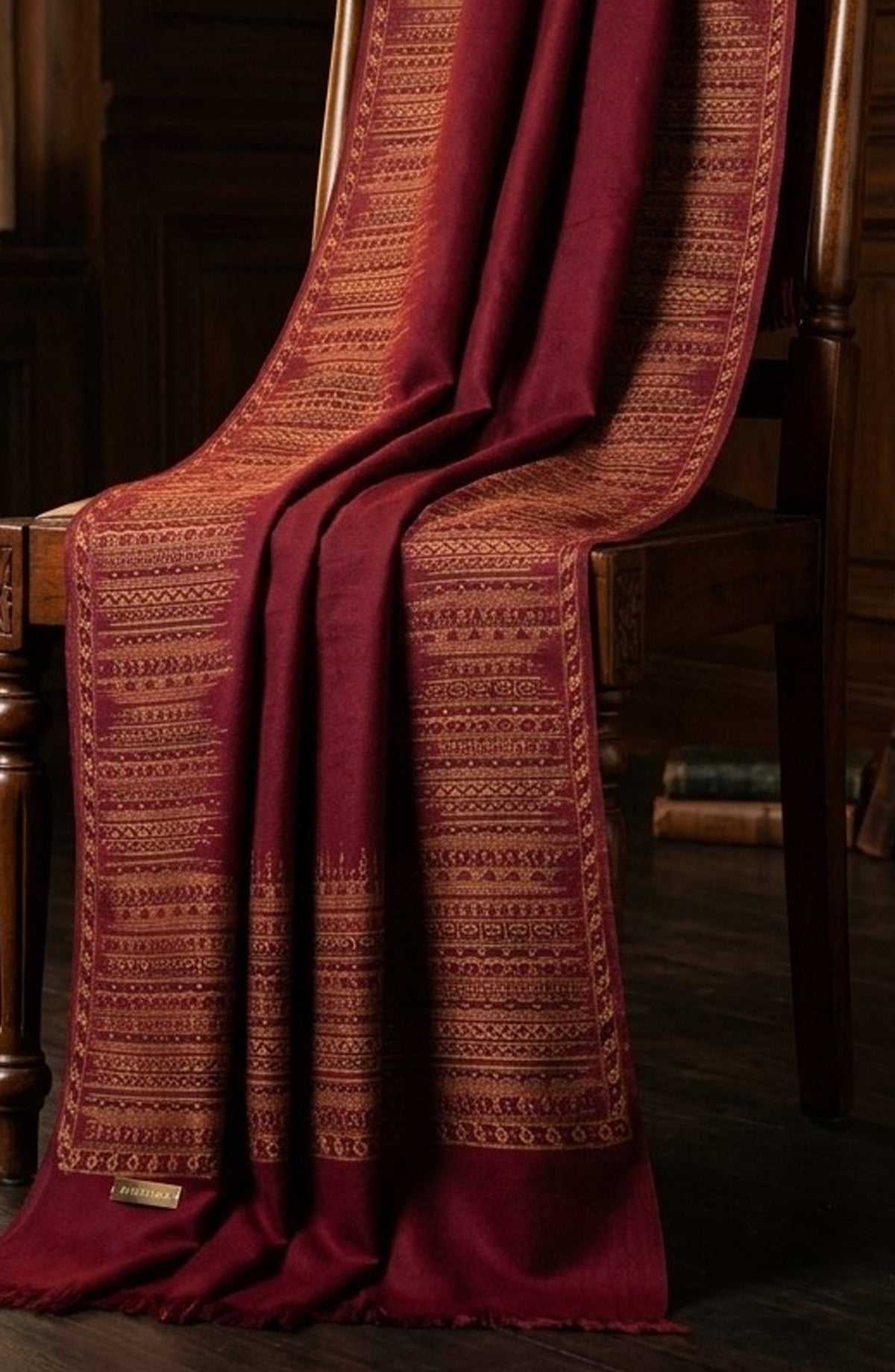 Amna Khadija Kanni Wool Jacquard Shawl - D-02 - AM26GW - Pink - Winter Collection
