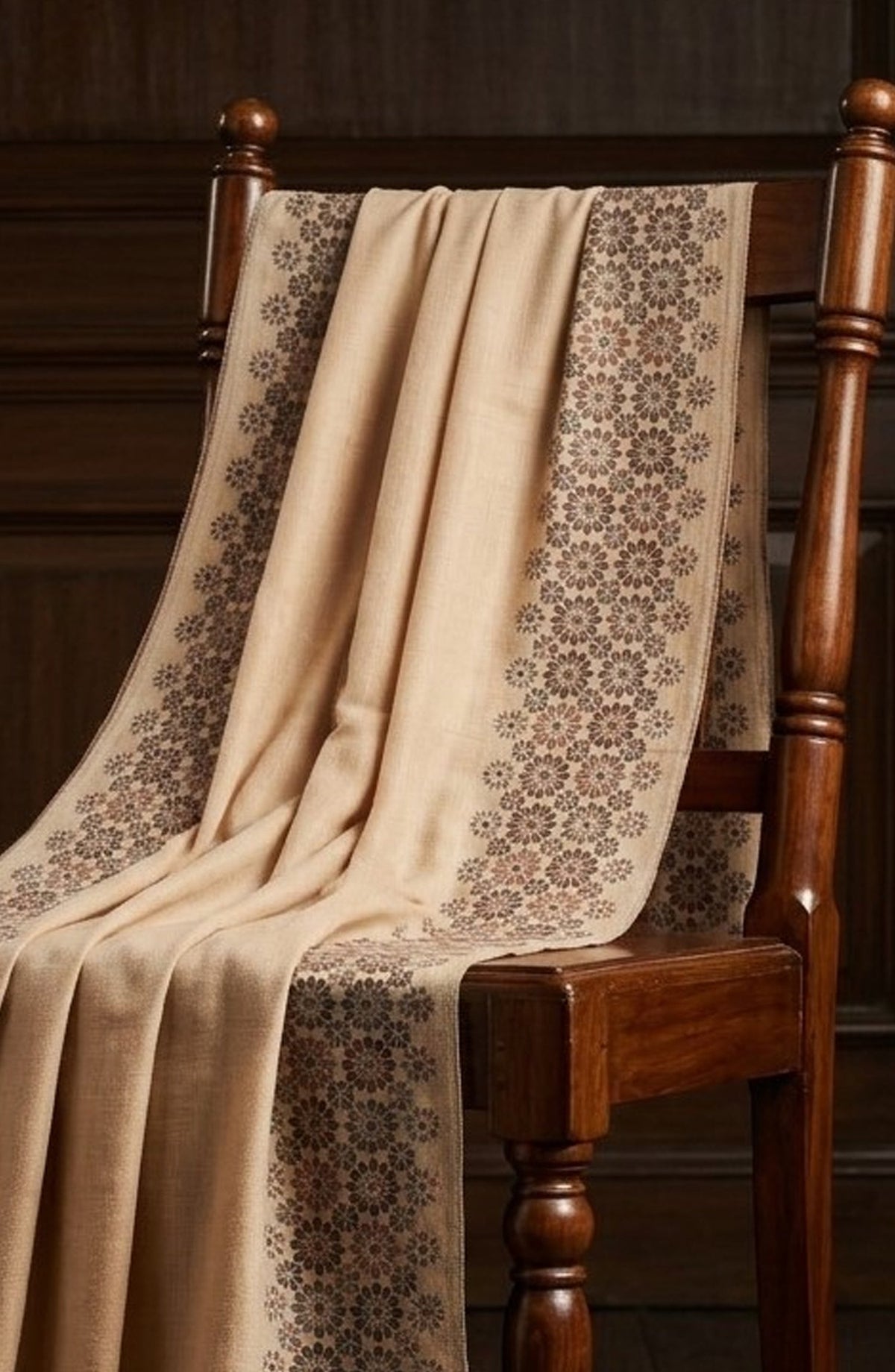 Amna Khadija Kanni Wool Jacquard Shawl - D-13 - AM26GW - Skin - Winter Collection