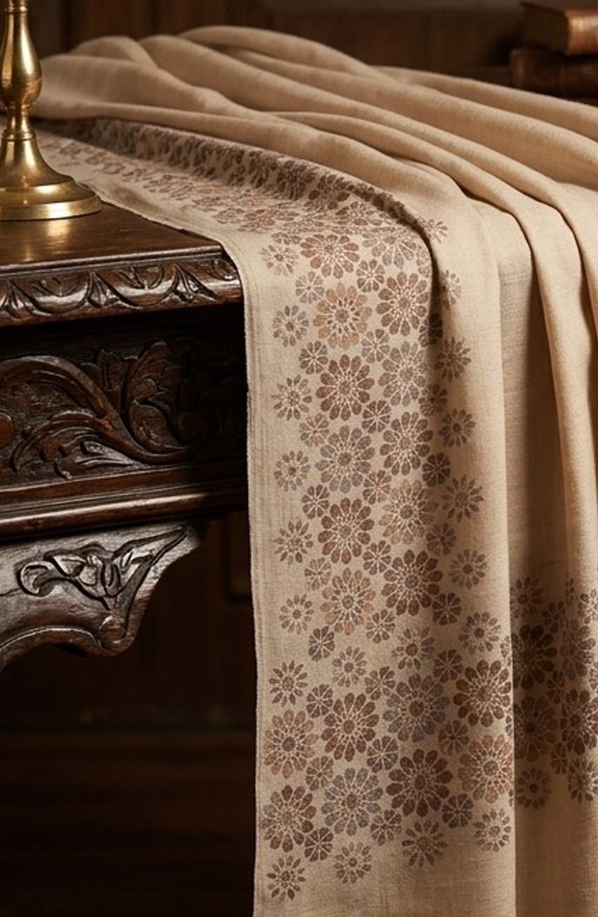 Amna Khadija Kanni Wool Jacquard Shawl - D-14 - AM26GW - Fawn - Winter Collection