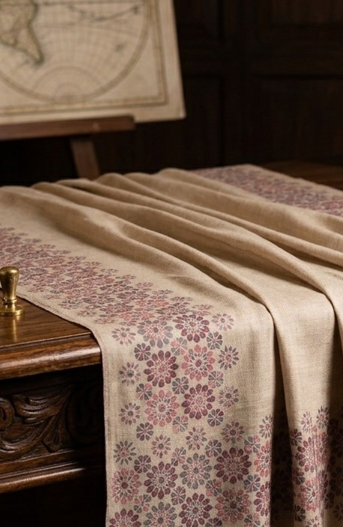 Amna Khadija Kanni Wool Jacquard Shawl - D-16 - AM26GW - Fawn - Winter Collection