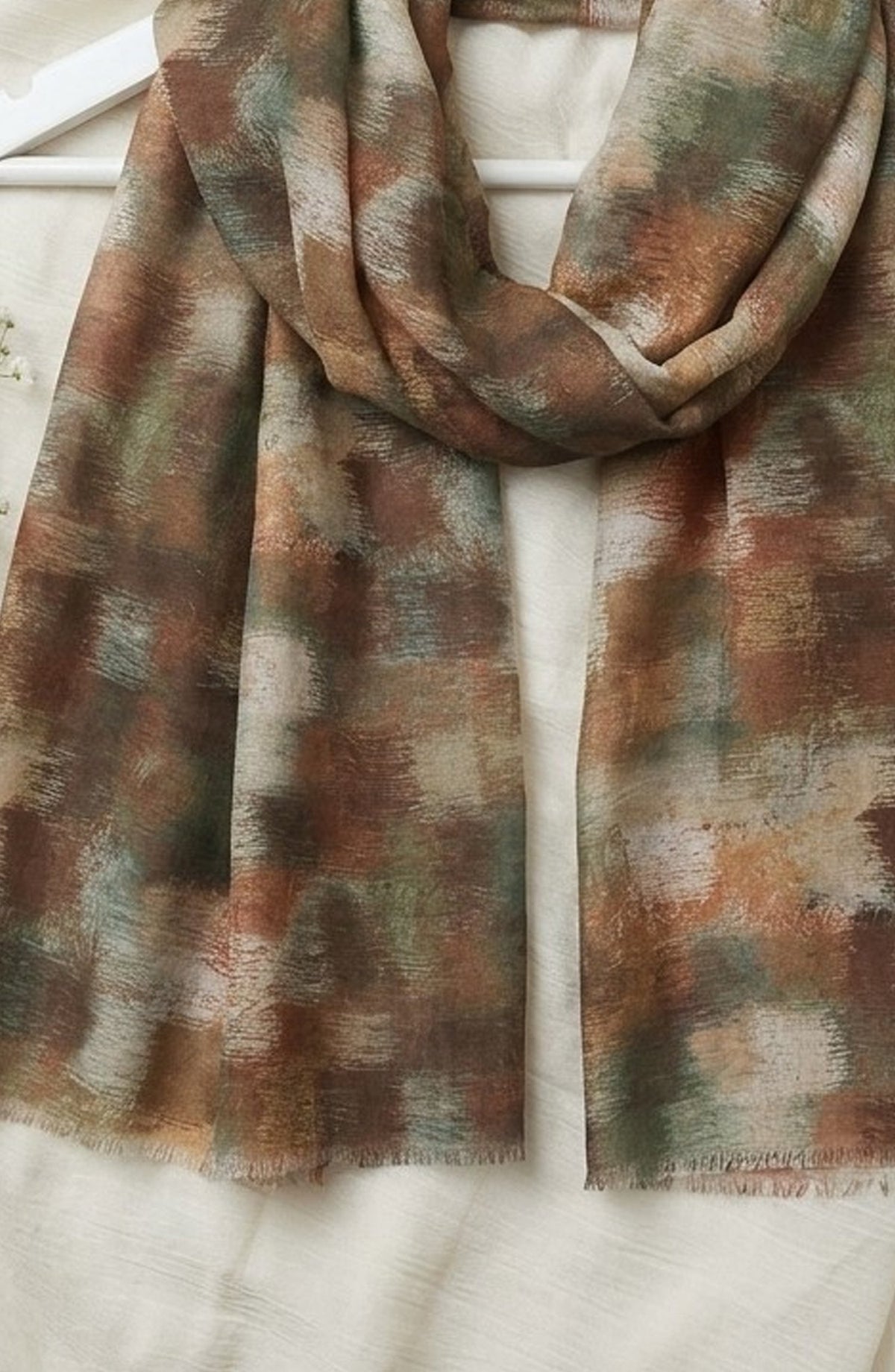 Amna Khadija Printed Twill Pure Lawn Stole - ALS-08 - AM26LST - Rust - Winter Collection
