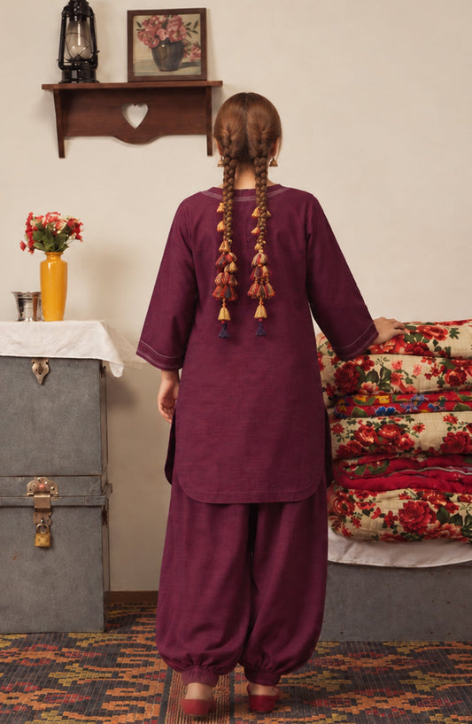 Amna Khadija Twinkle Khaddar Stitched 2 Piece Co-ord Set - AKTK-05 - AM26TWL - Purple - Winter Collection
