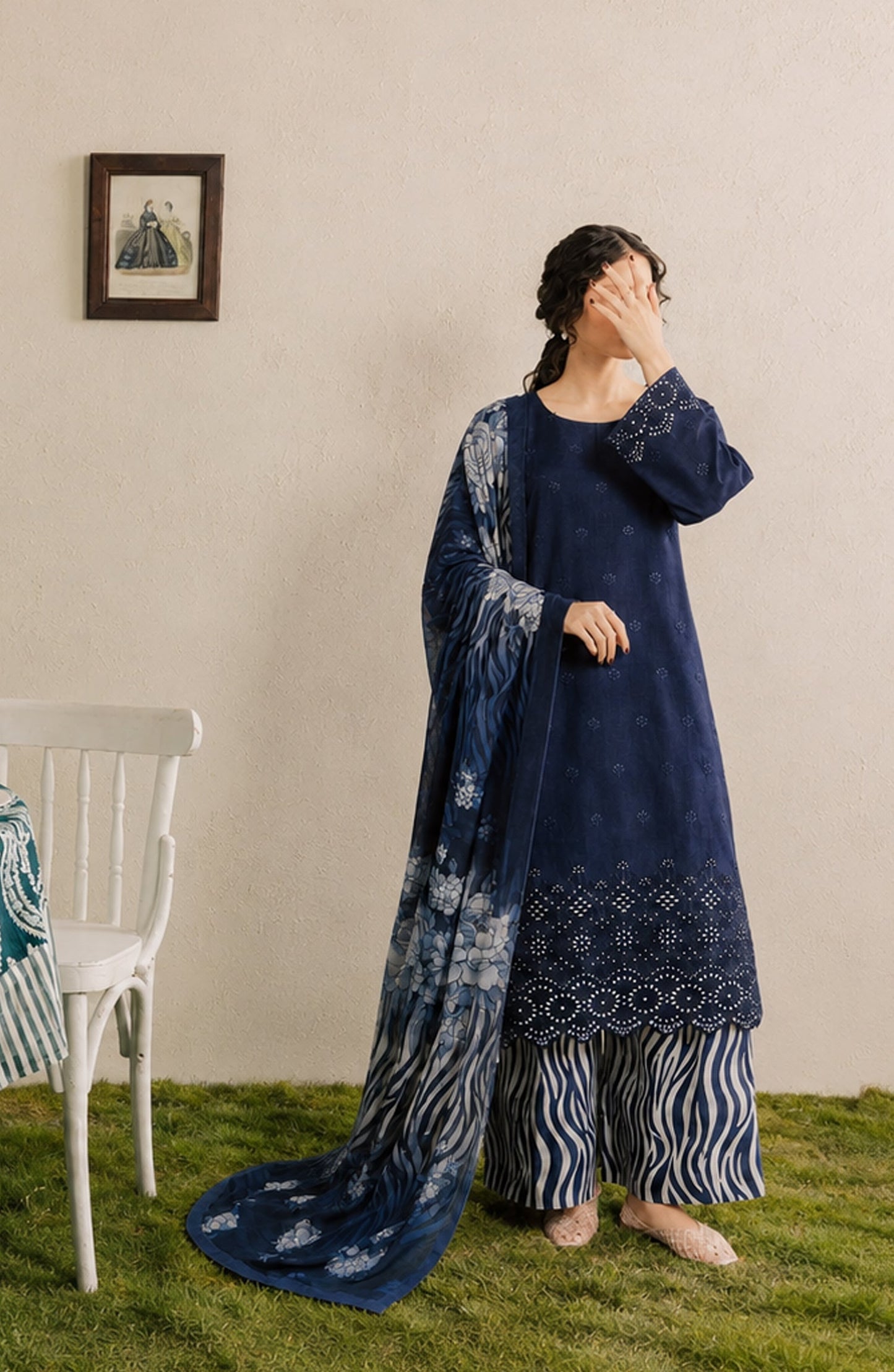 Amna Khadija Bella Doria Chikankari Lawn Unstitched 3 Piece Suit - AKBD-13 - AM26UBD - Blue - Summer Collection