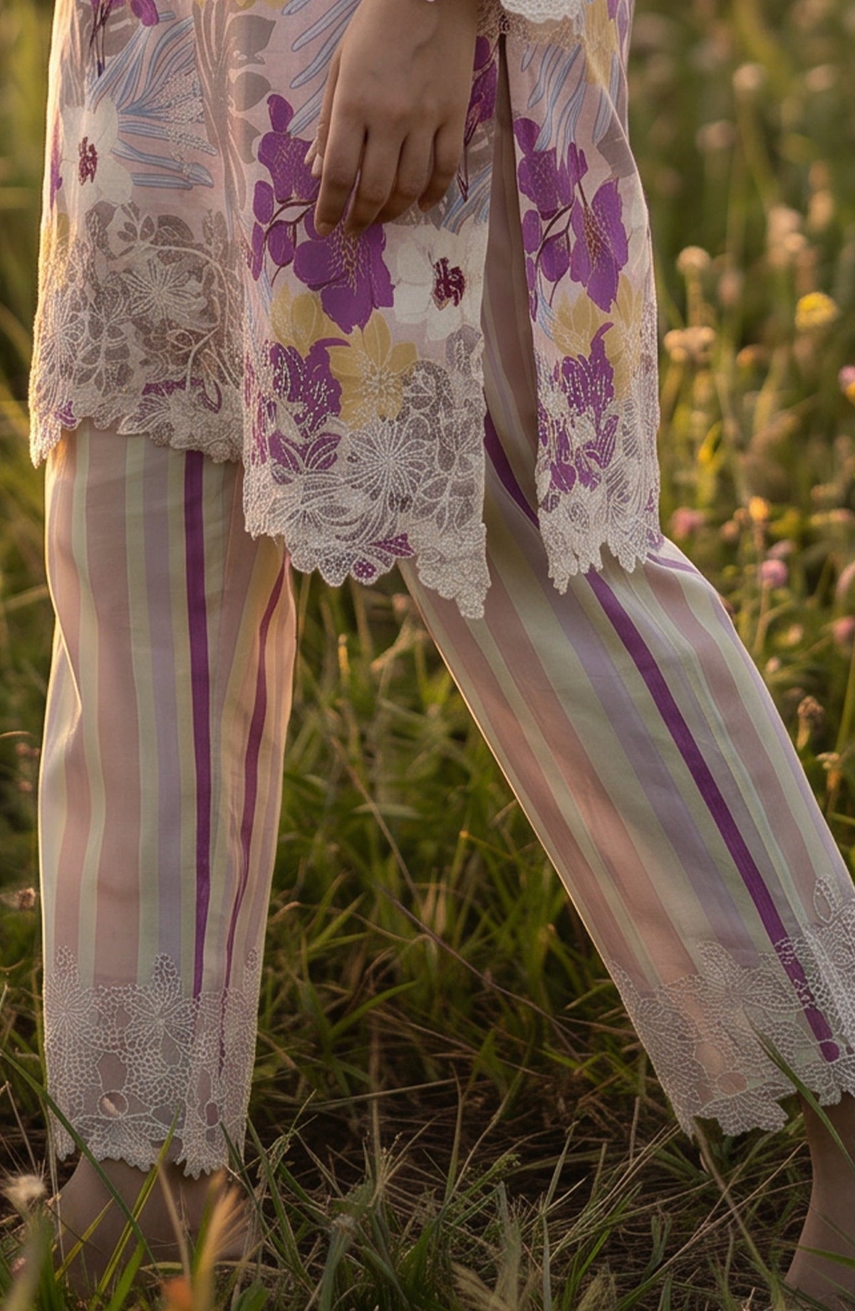 Amna Khadija Embroidered Chikankari Lawn Stitched 2 Piece Co ord Set - AKSE-20 - AM26ETRE - Pink - Summer Collection