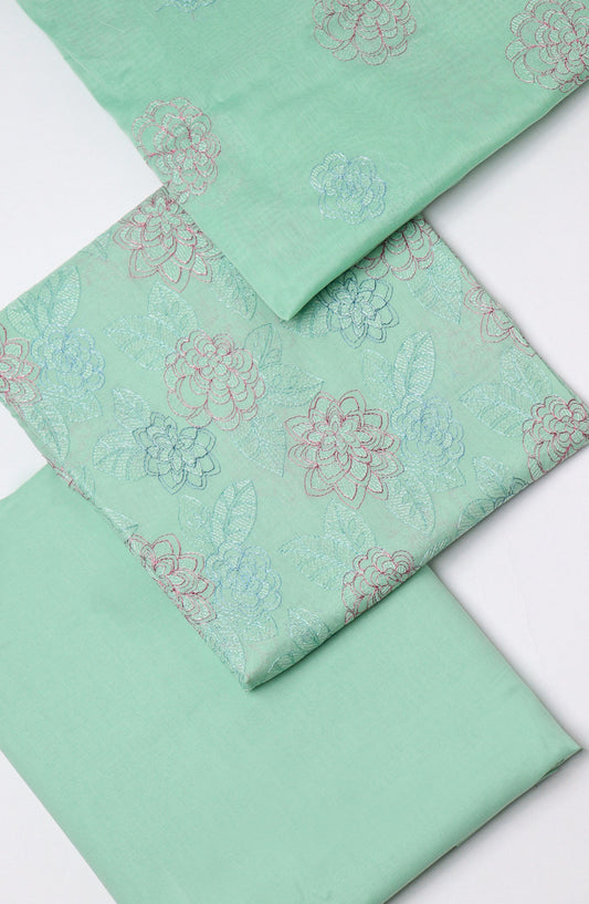 Amna Khadija Fancy Embroidered Lawn Unstitched 3 Piece Suit - D-07 - AM26FOU - Sea Green - Festive Collection