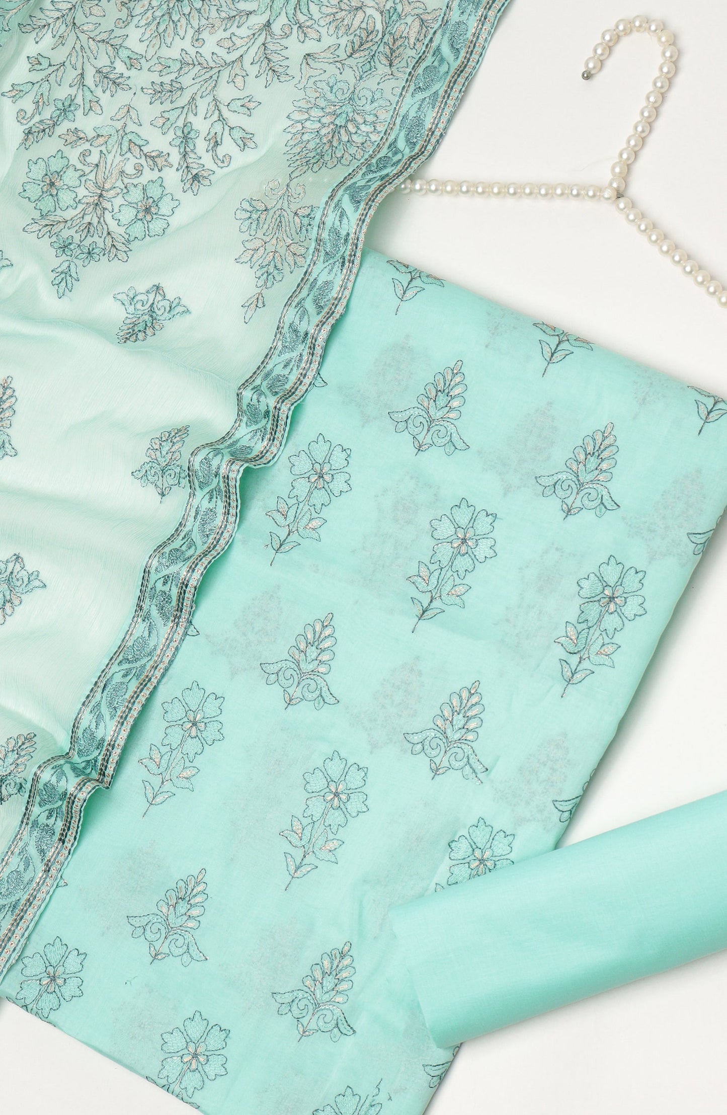 Amna Khadija Fancy Embroidered Lawn Unstitched 3 Piece Suit - D-02 - AM26LFV - Ferozi - Summer Collection