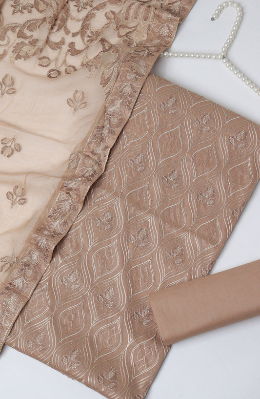 Amna Khadija Fancy Embroidered Lawn Unstitched 3 Piece Suit - D-03 - AM26SVEN - Brown - Summer Collection