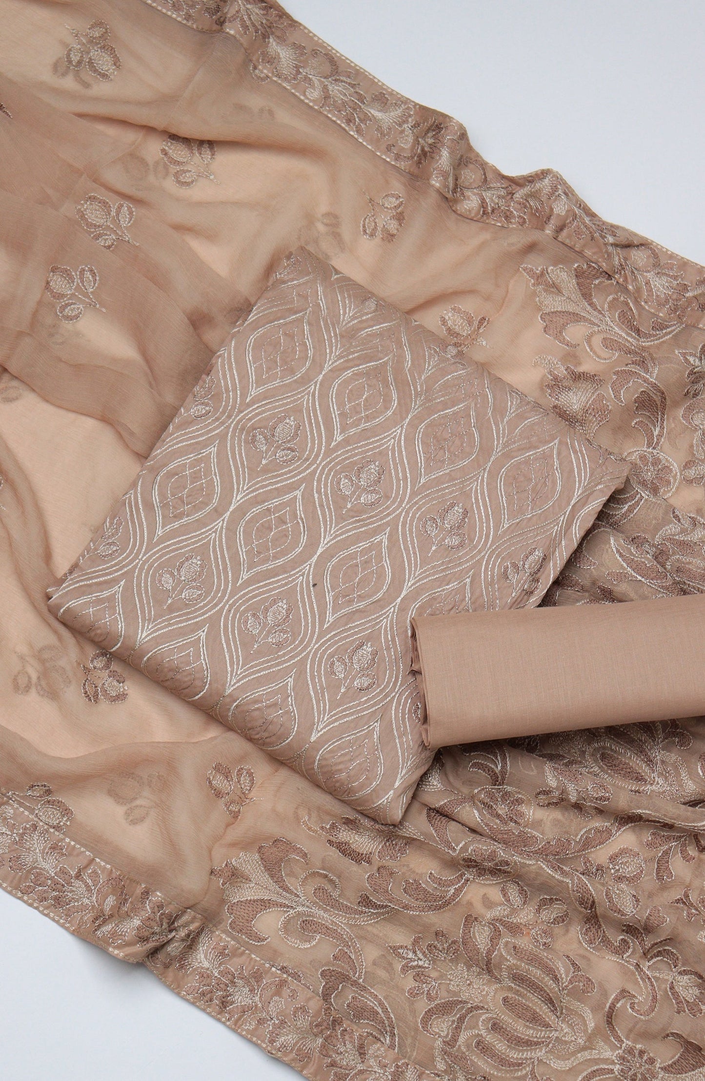 Amna Khadija Fancy Embroidered Lawn Unstitched 3 Piece Suit - D-03 - AM26SVEN - Brown - Summer Collection