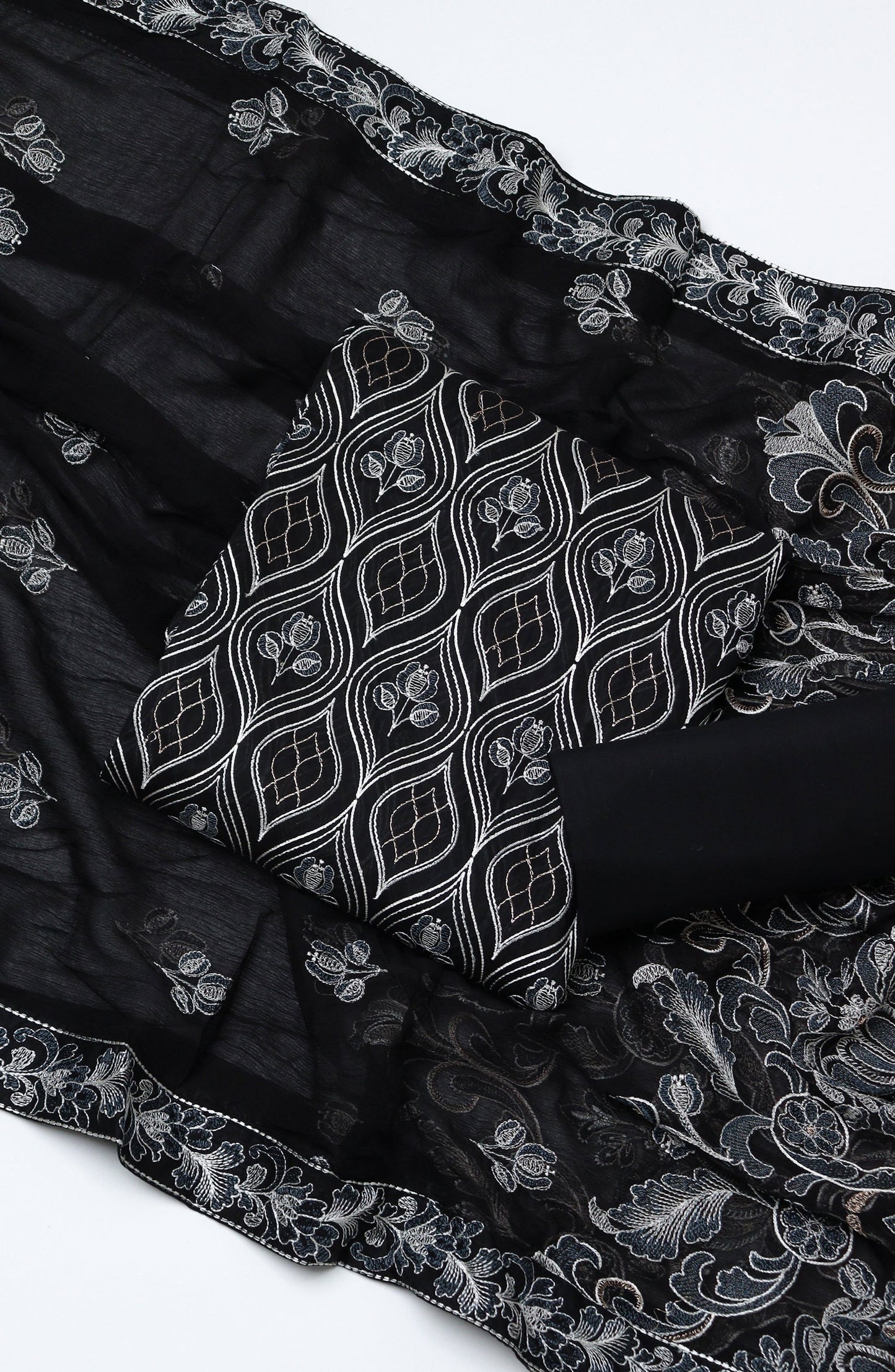 Amna Khadija Fancy Embroidered Lawn Unstitched 3 Piece Suit - D-02 - AM26SVEN - Black - Summer Collection