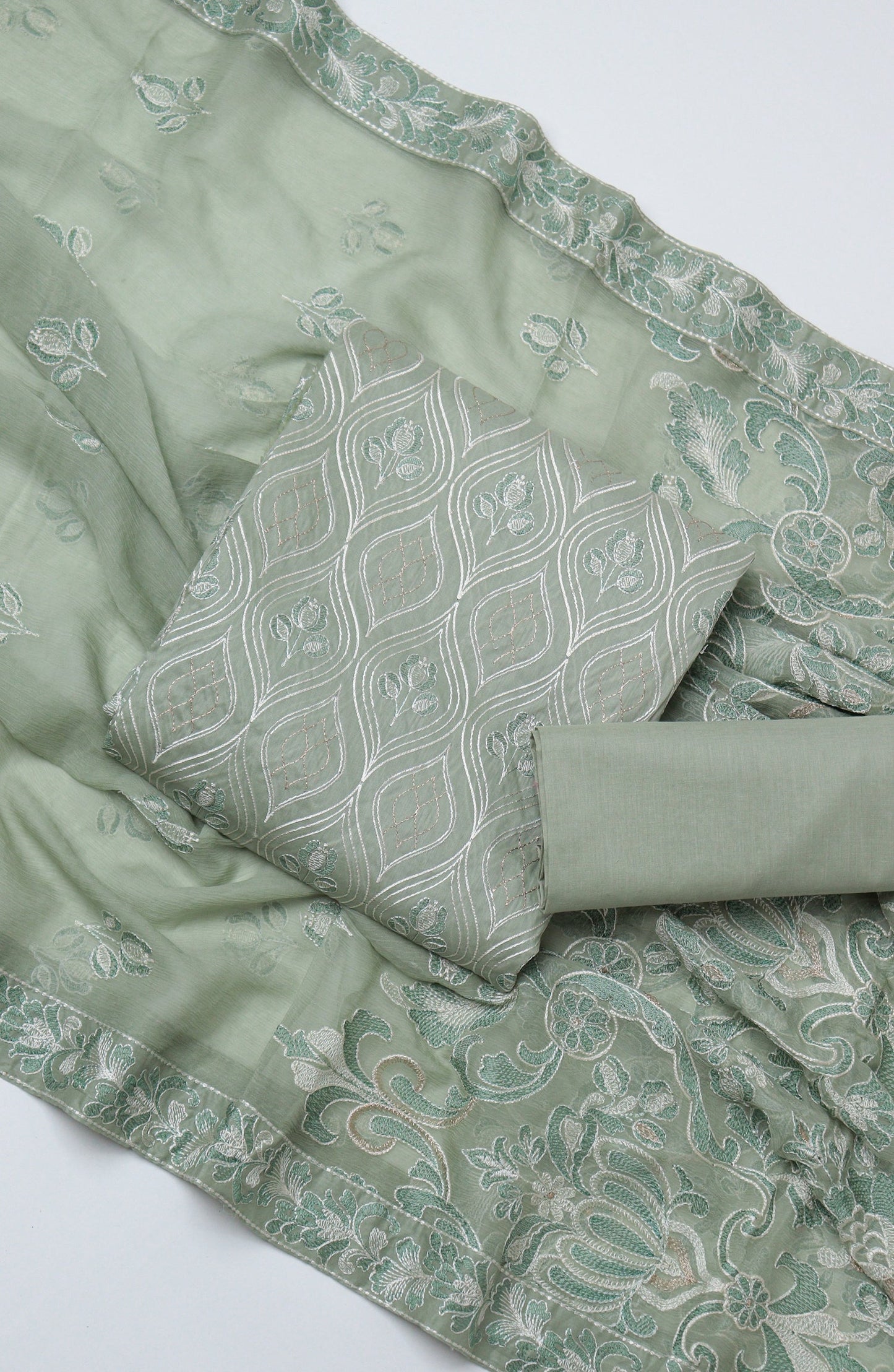 Amna Khadija Fancy Embroidered Lawn Unstitched 3 Piece Suit - D-01 - AM26SVEN - Green - Summer Collection