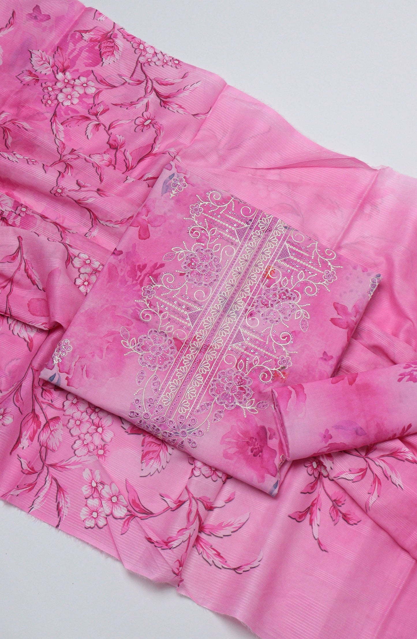 Amna Khadija Fancy Embroidered Lawn Unstitched 3 Piece Suit - D-09 - AM26EGHT - Pink - Summer Collection