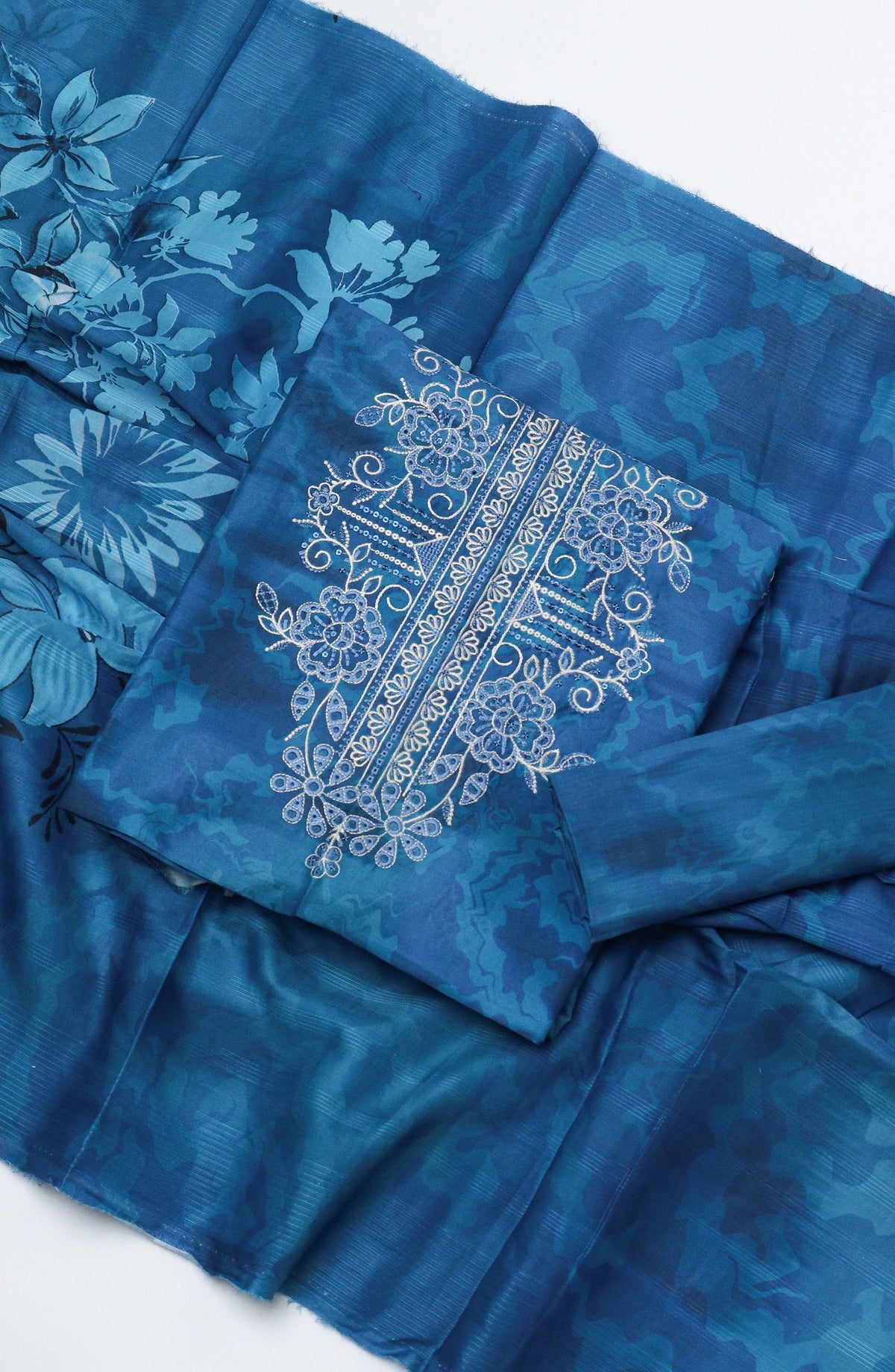 Amna Khadija Fancy Embroidered Lawn Unstitched 3 Piece Suit - D-01 - AM26EGHT - Blue - Summer Collection
