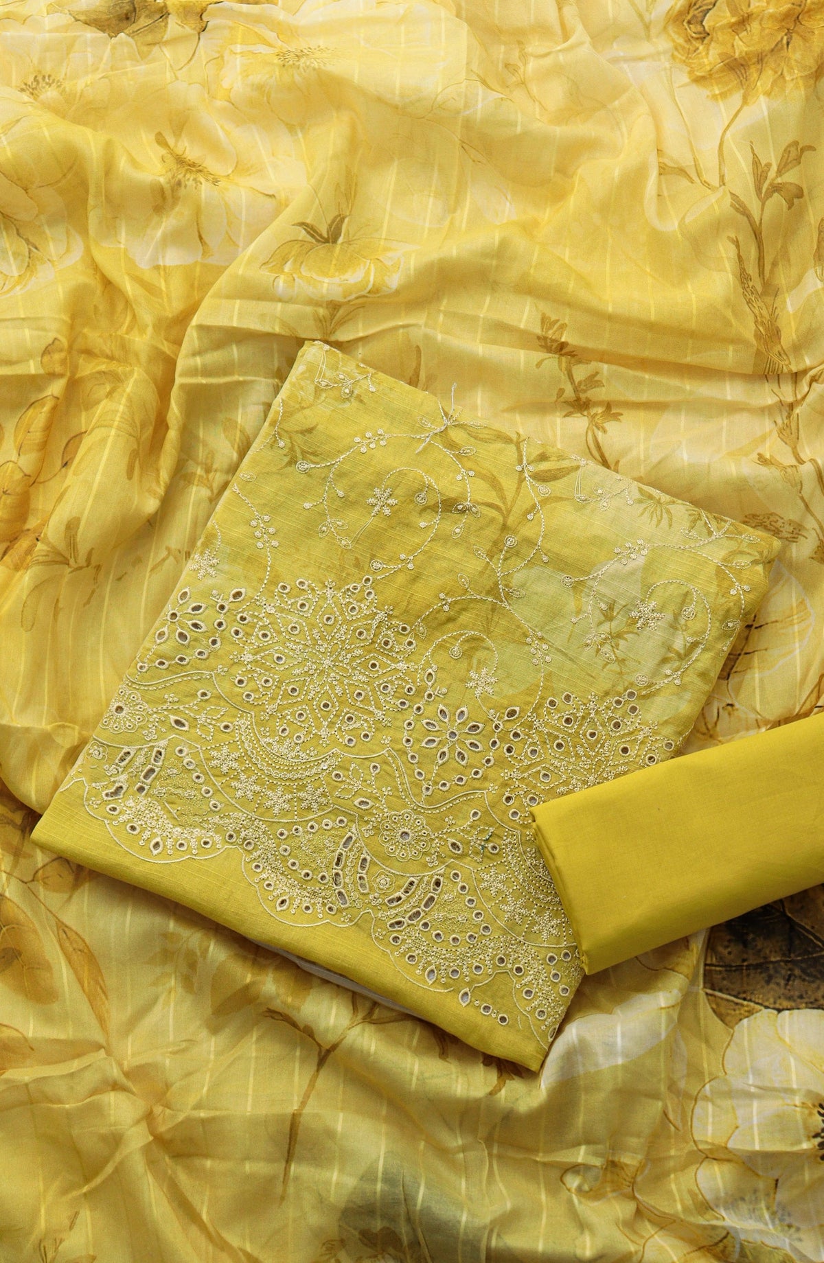Amna Khadija Fancy Embroidered Lawn Unstitched 3 Piece Suit - DRC-10 - AM26FNC - Yellow - Summer Collection