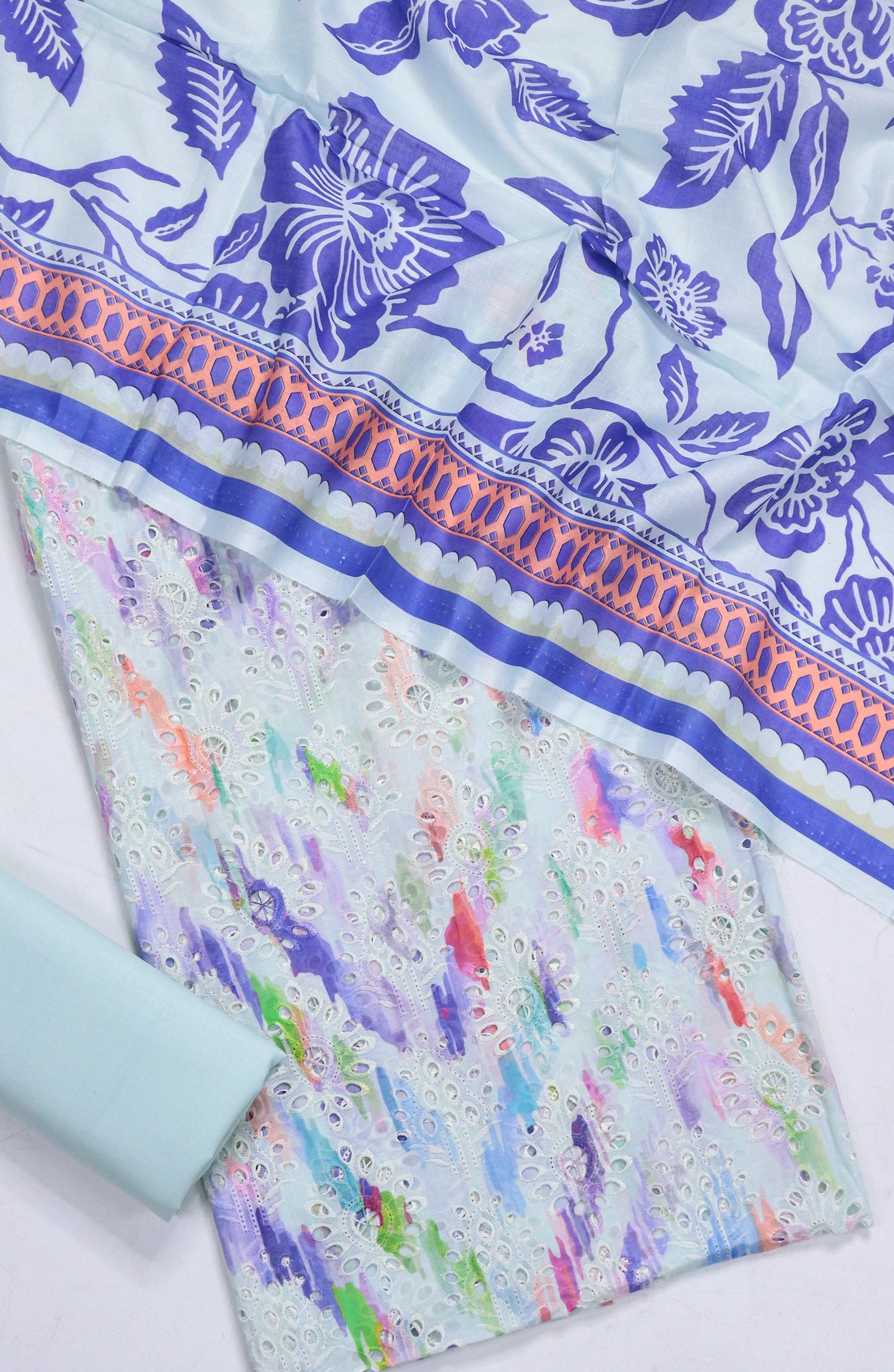 Amna Khadija Fancy Embroidered Lawn Unstitched 3 Piece Suit - D-10 - AM26FNC - Blue - Summer Collection