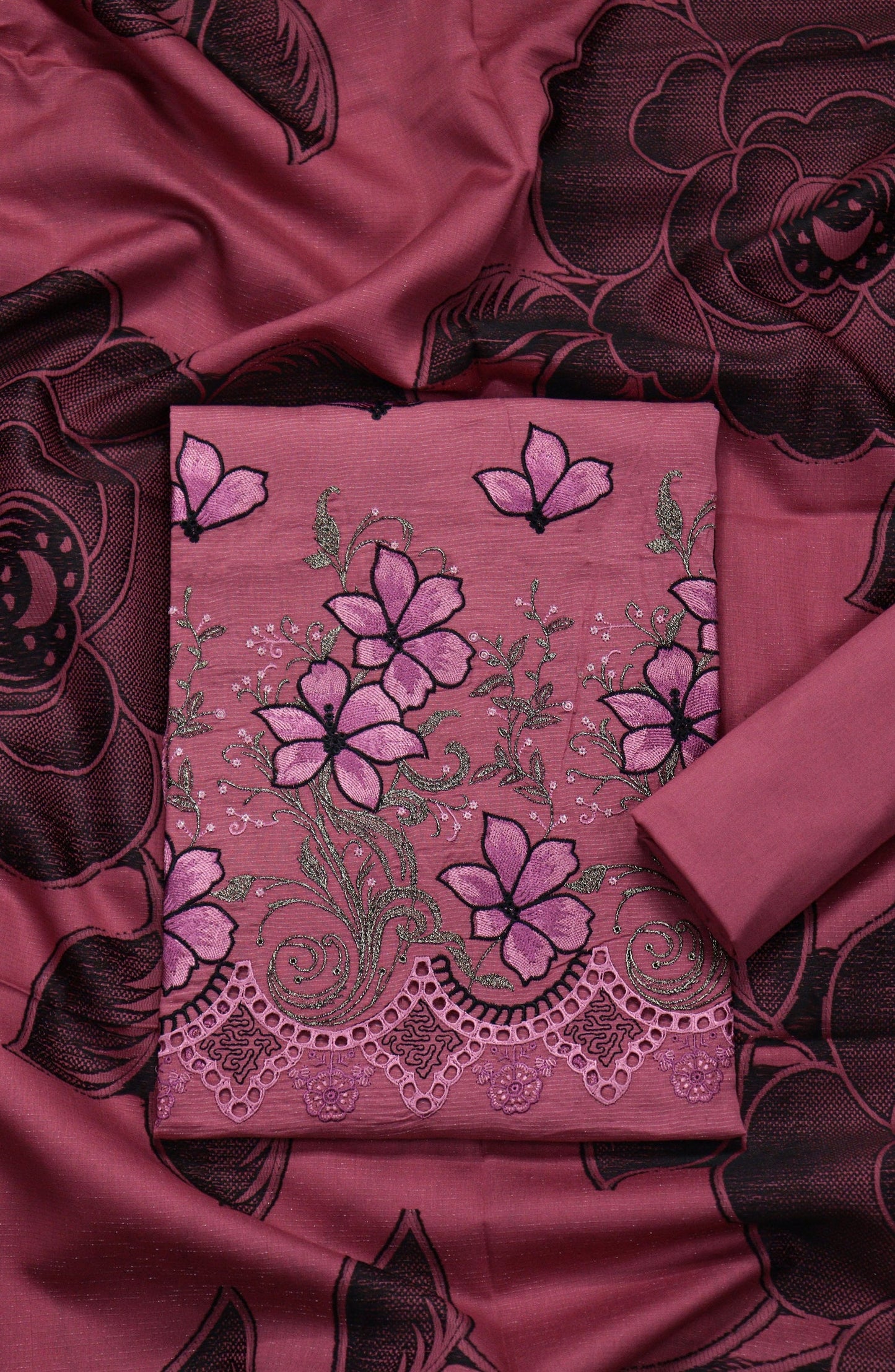 Amna Khadija Fancy Embroidered Chikankari Unstitched 3 Piece Suit - SBD-05 - AM26FNC - Pink - Summer Collection
