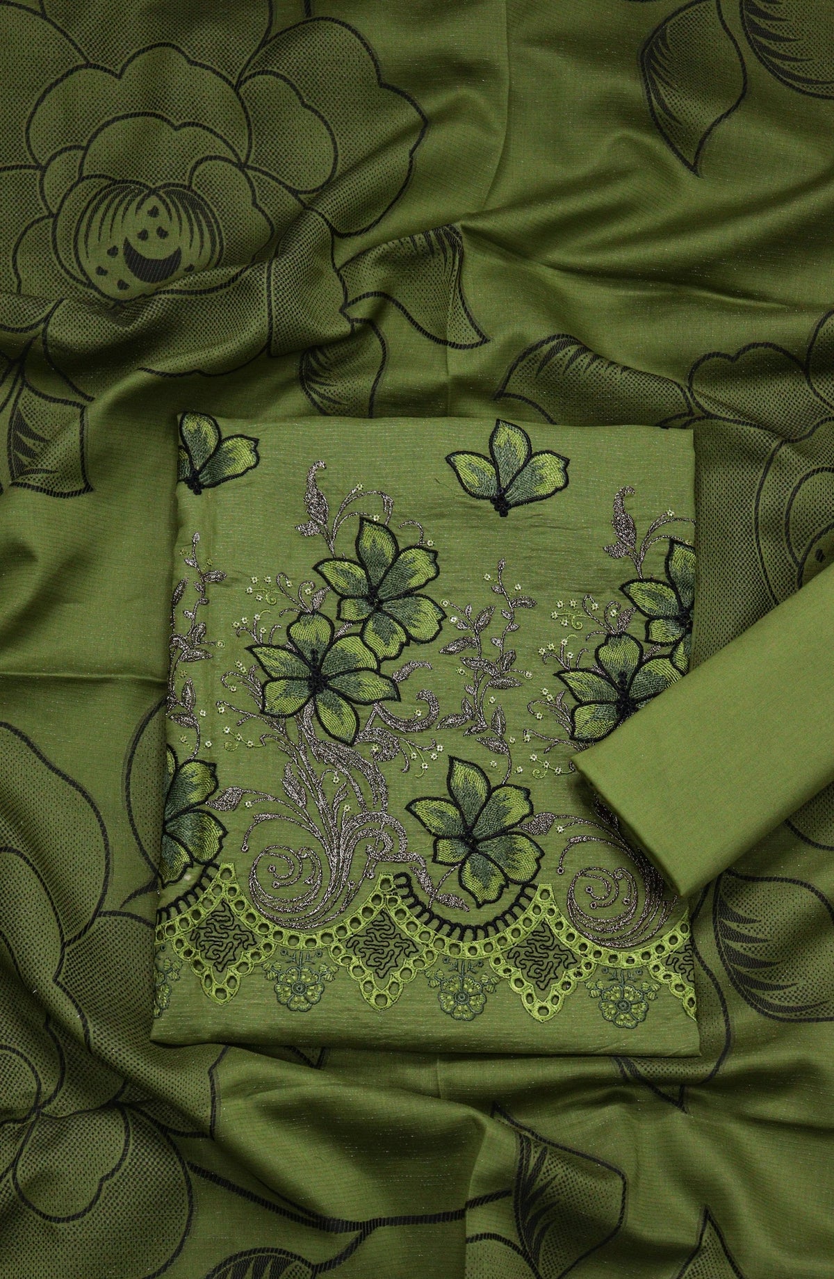 Amna Khadija Fancy Embroidered Chikankari Unstitched 3 Piece Suit - SBD-04 - AM26FNC - Green - Summer Collection