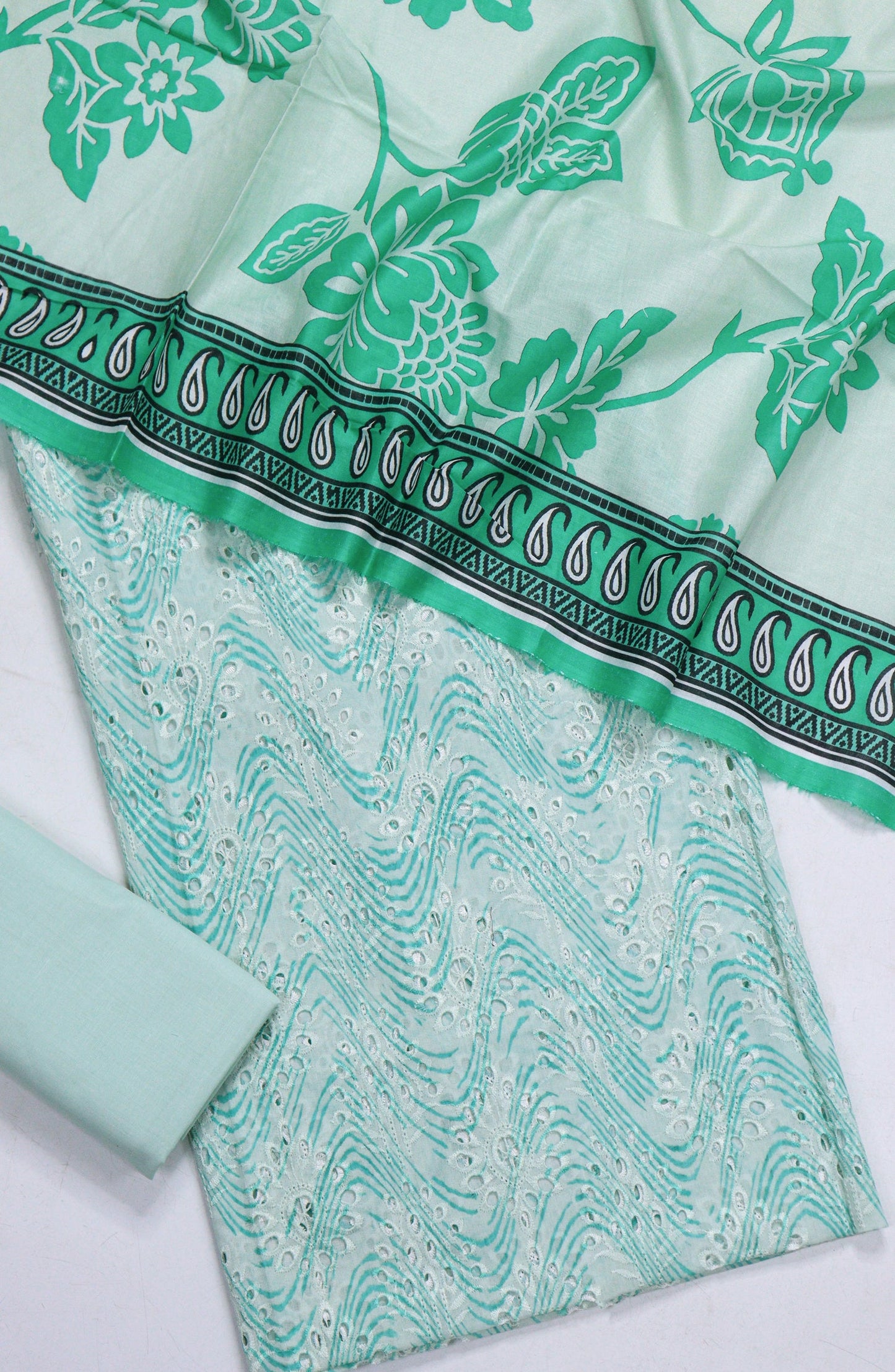 Amna Khadija Fancy Embroidered Lawn Unstitched 3 Piece Suit - D-05 - AM26FNC - Sea Green - Summer Collection