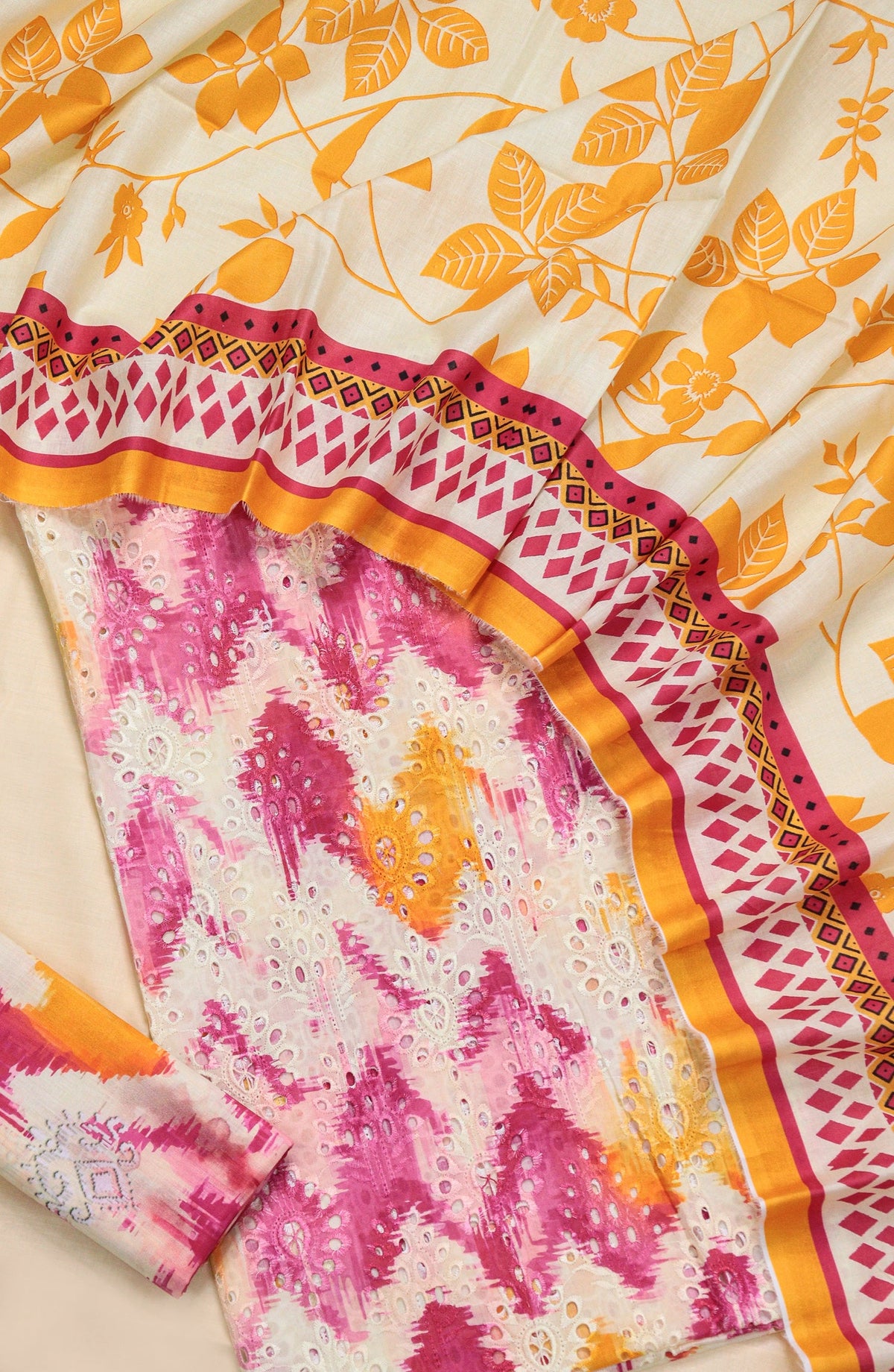Amna Khadija Fancy Embroidered Lawn Unstitched 3 Piece Suit - D-04 - AM26FNC - Pink - Summer Collection