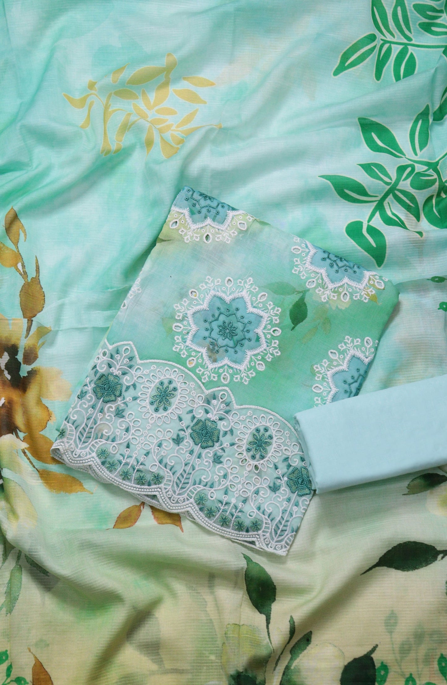Amna Khadija Fancy Embroidered Lawn Unstitched 3 Piece Suit - EFU-02 - AM26FNC - Green - Summer Collection
