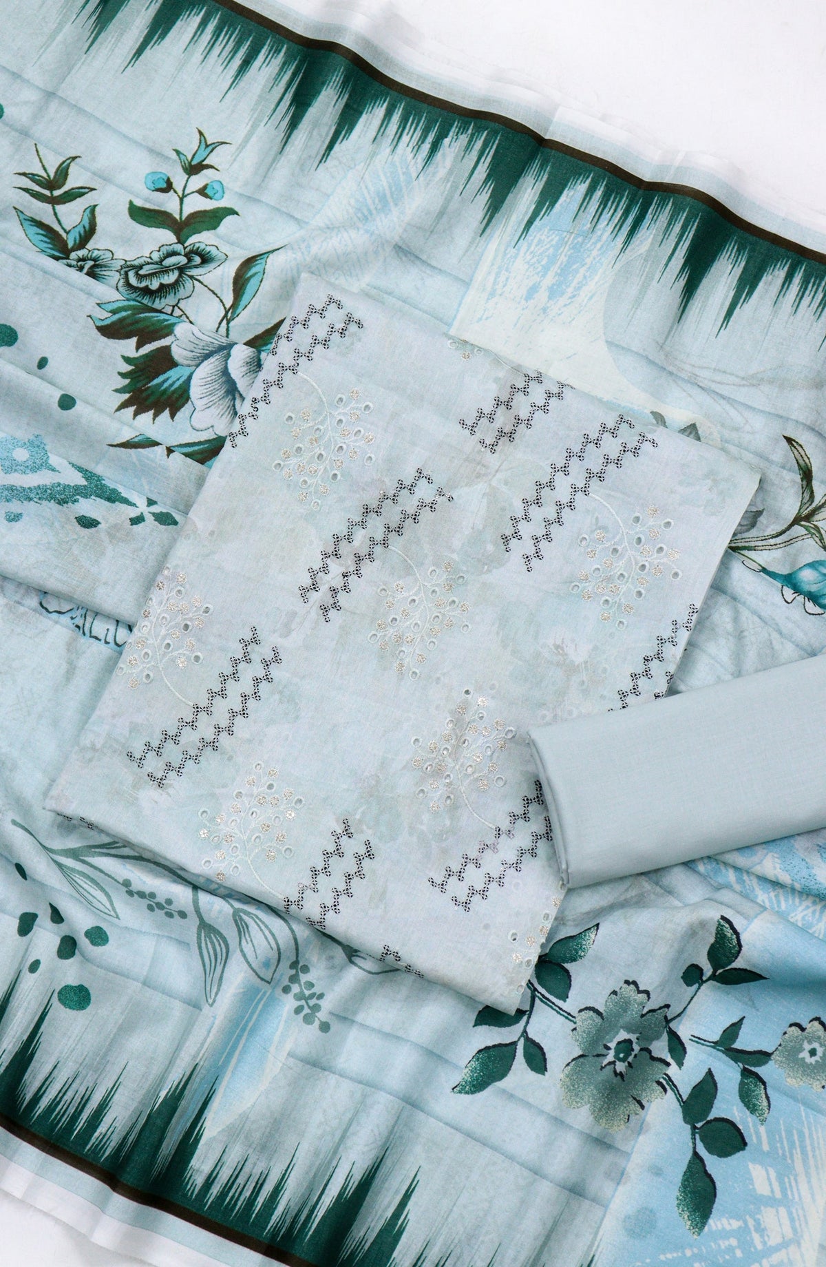 Amna Khadija Embroidered Lawn Unstitched 3 Piece Suit - Design-03 - AM26FNC - Blue - Summer Collection