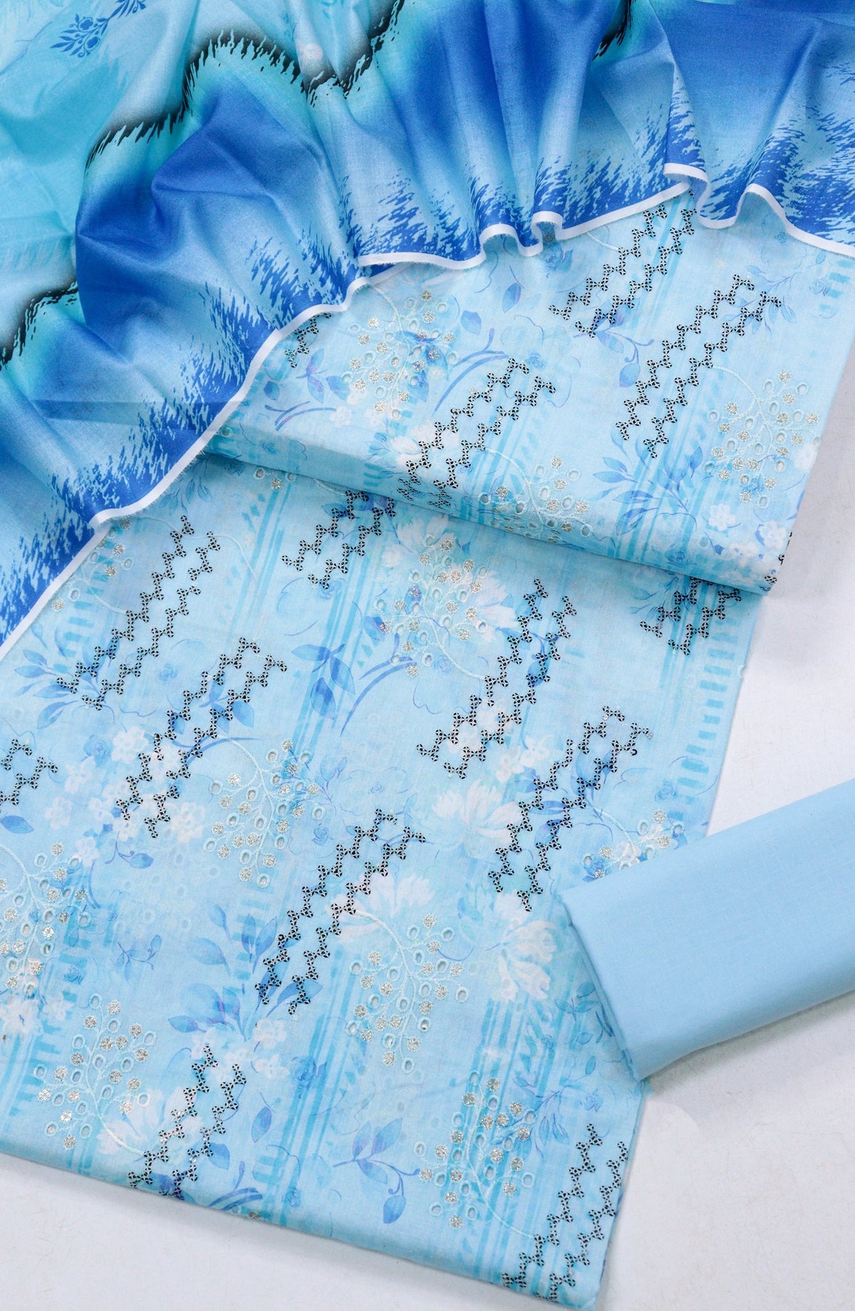 Amna Khadija Embroidered Lawn Unstitched 3 Piece Suit - Design-02 - AM26FNC - Blue - Summer Collection