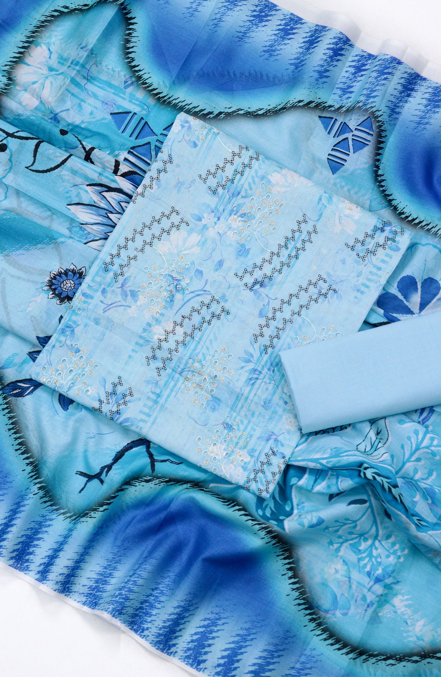 Amna Khadija Embroidered Lawn Unstitched 3 Piece Suit - Design-02 - AM26FNC - Blue - Summer Collection