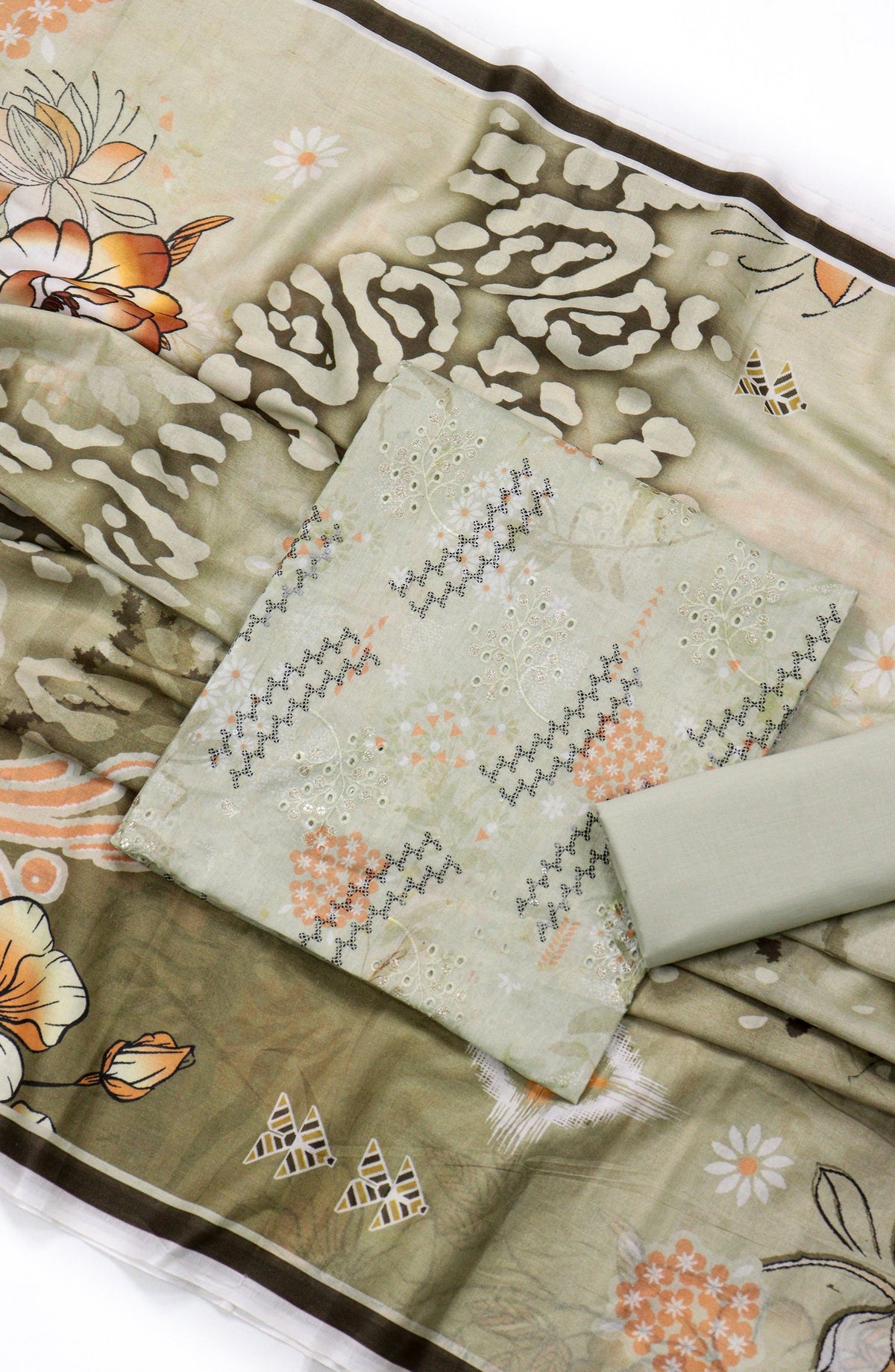 Amna Khadija Embroidered Lawn Unstitched 3 Piece Suit - Design-01 - AM26FNC - Green - Summer Collection