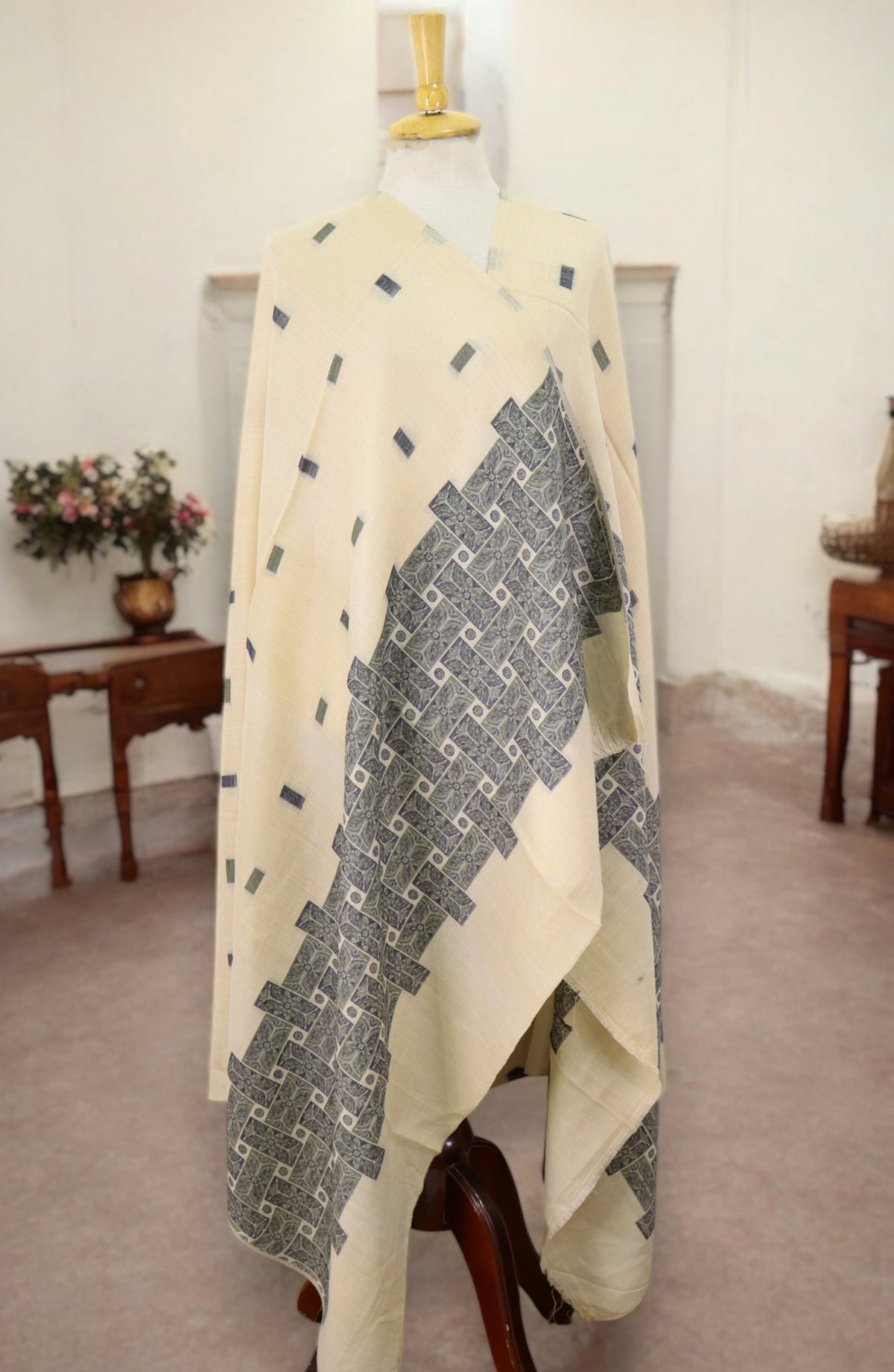 Amna Khadija Premium Pashmina Jacquard Shawl - D-5 - AM259601490 - Fawn - Winter Collection